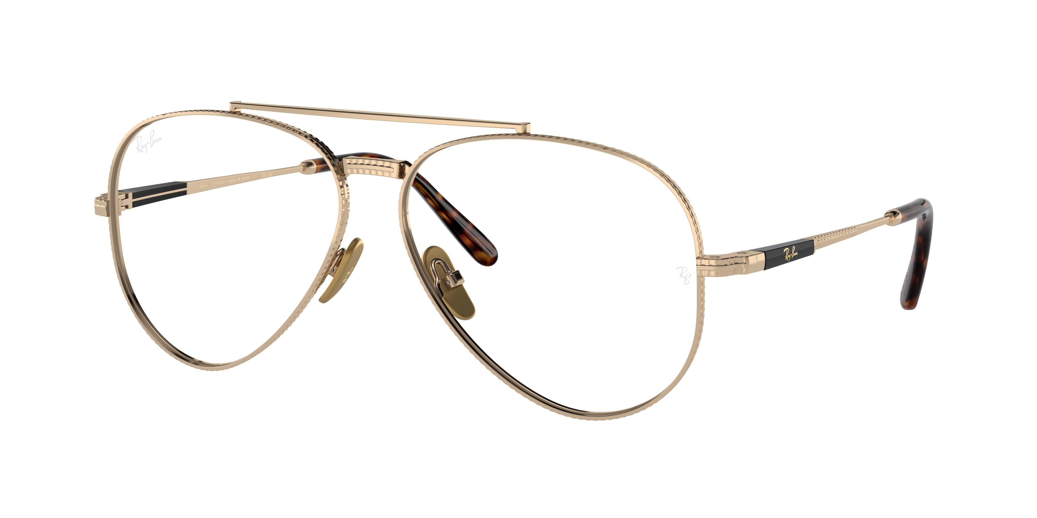 Ray-Ban Optical AVIATOR TITANIUM RX8225V Pilot Eyeglasses  1220-Gold 58-140-14 - Color Map Gold