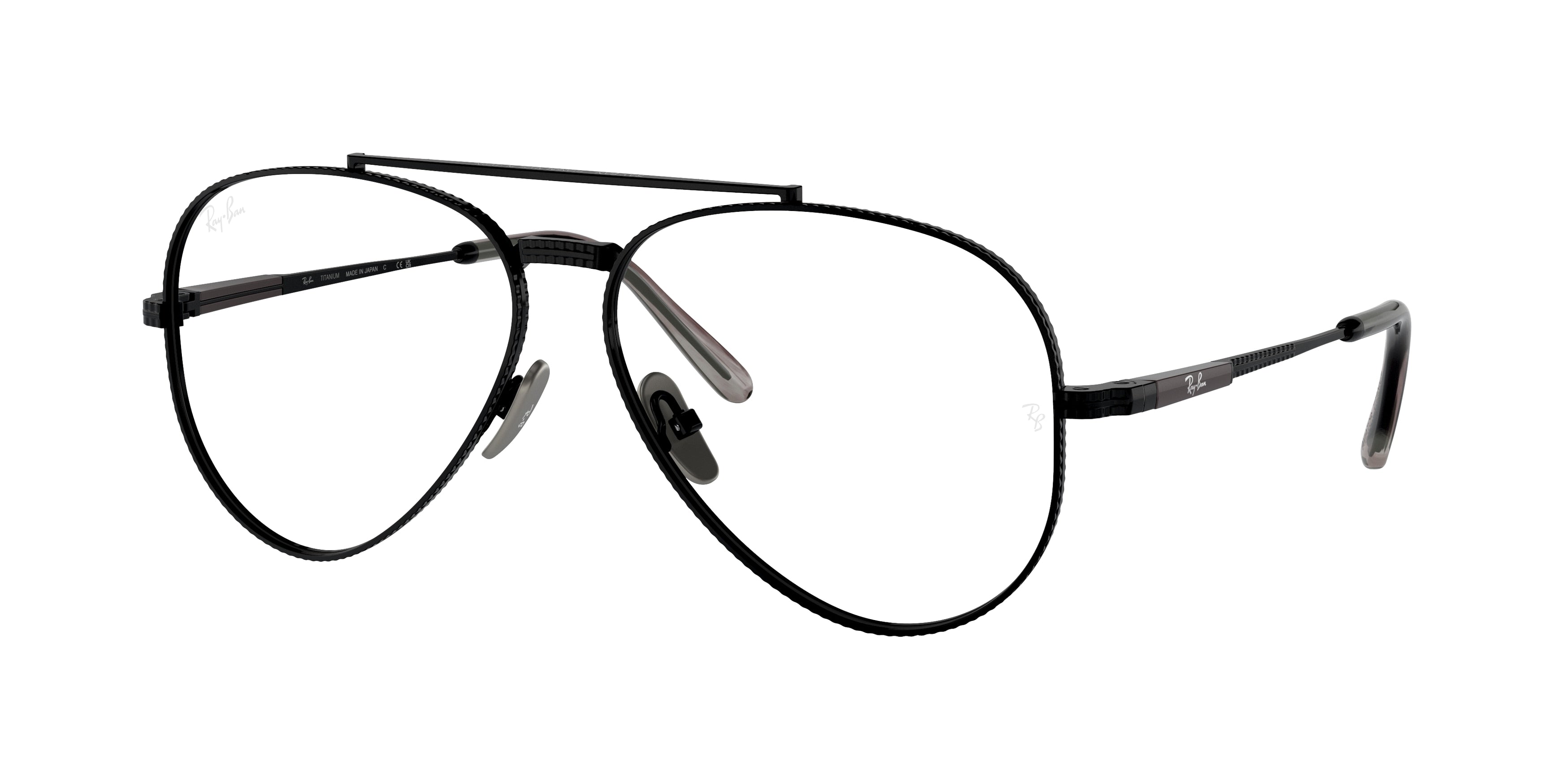 Ray-Ban Optical AVIATOR TITANIUM RX8225V Pilot Eyeglasses  1237-Black 58-140-14 - Color Map Black