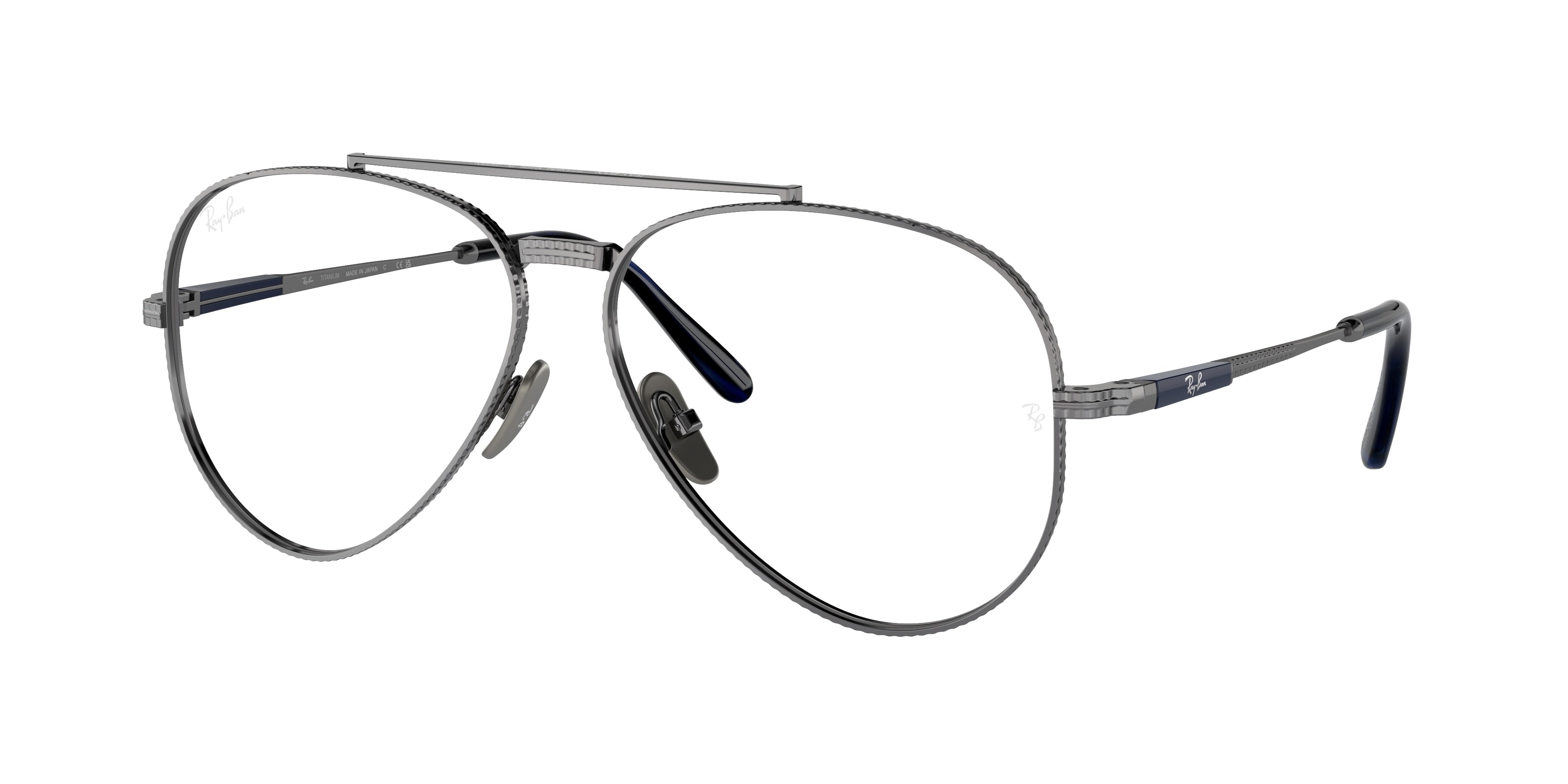 Ray-Ban Optical AVIATOR TITANIUM RX8225V Pilot Eyeglasses  1238-Gunmetal 58-140-14 - Color Map Grey
