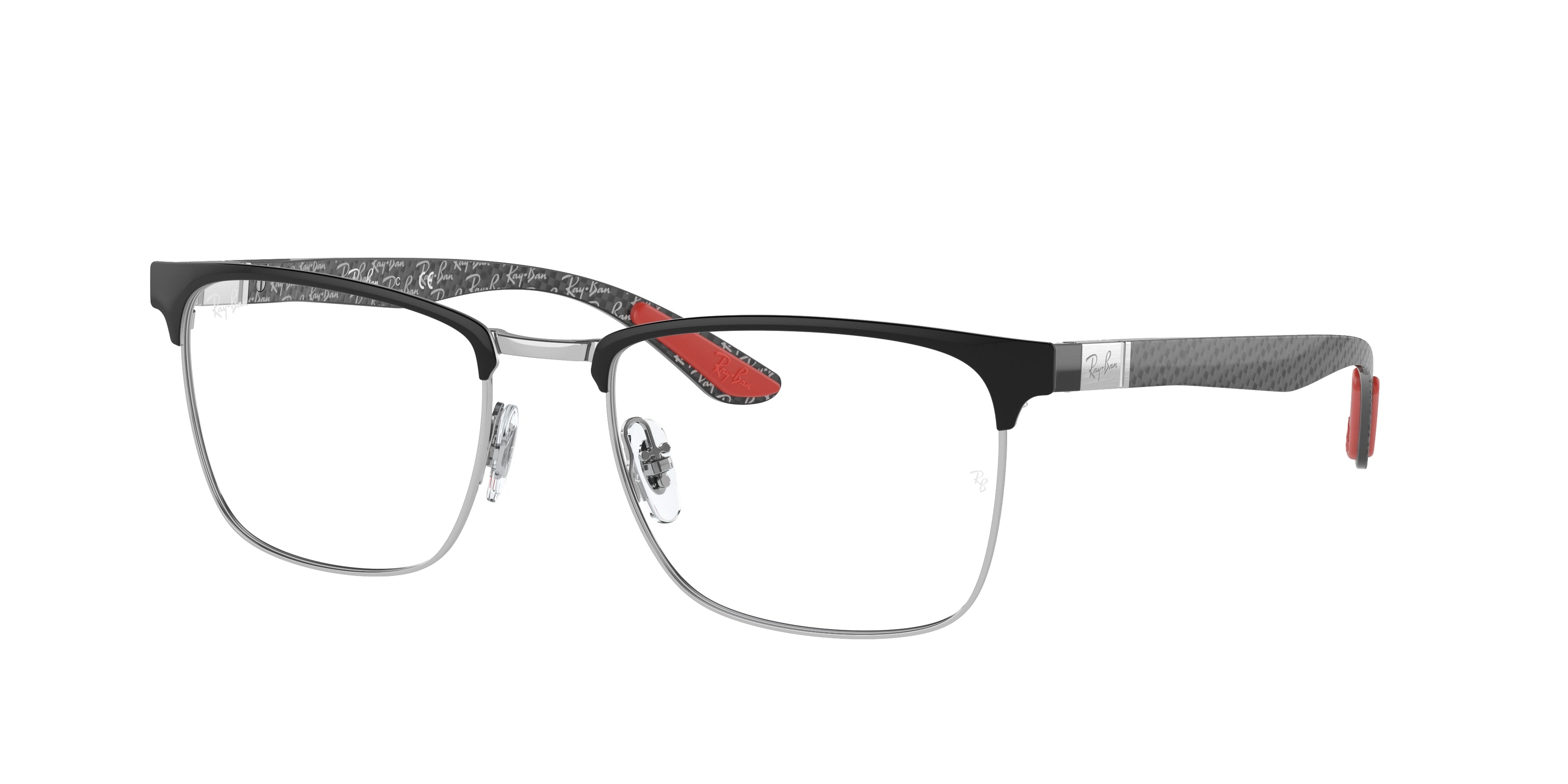 Ray-Ban Optical RX8421 Square Eyeglasses  2861-Black On Silver 54-145-19 - Color Map Black