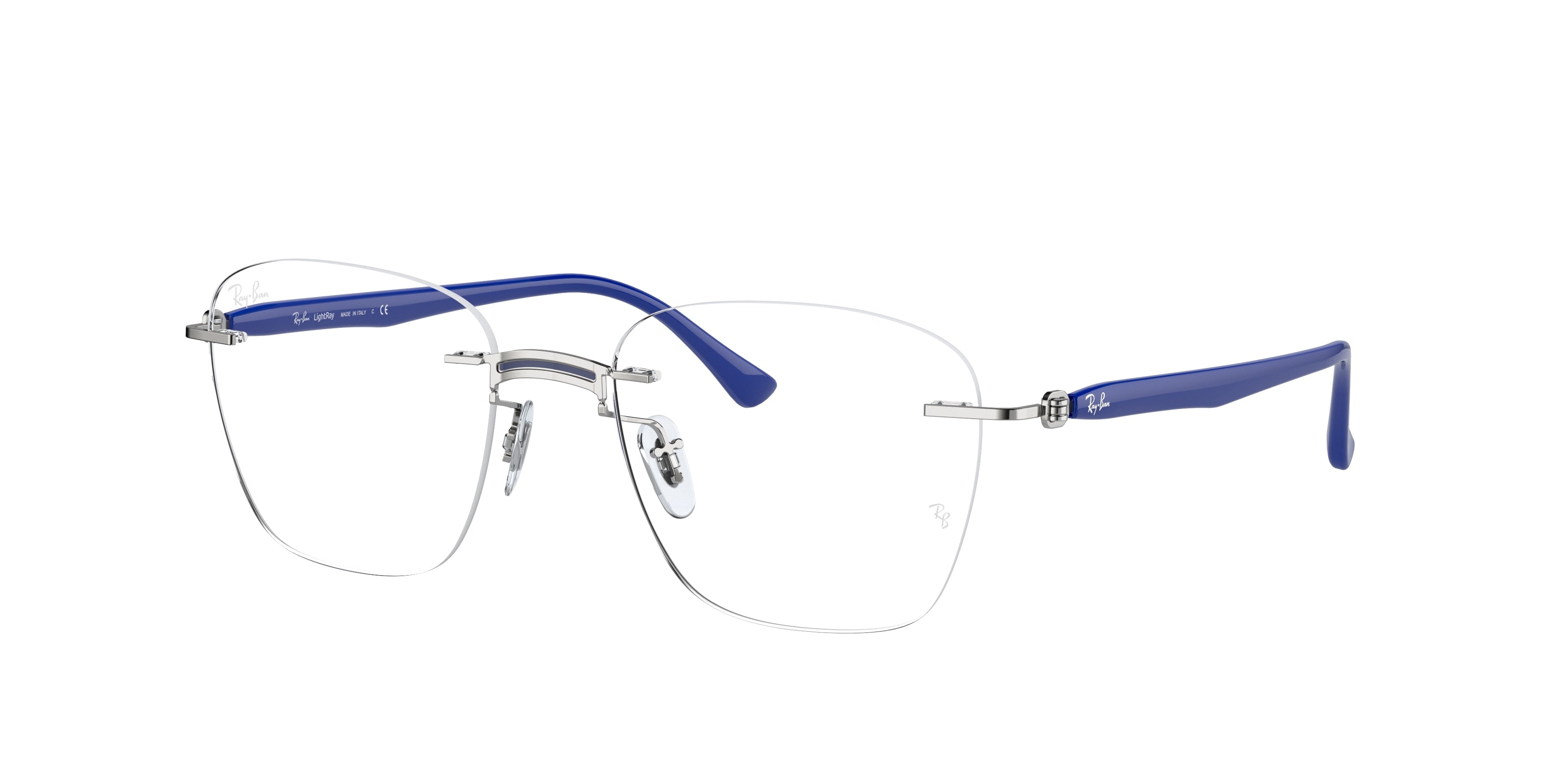 Ray-Ban Optical RX8769 Square Eyeglasses  1231-Blue On Silver 49-140-18 - Color Map Blue