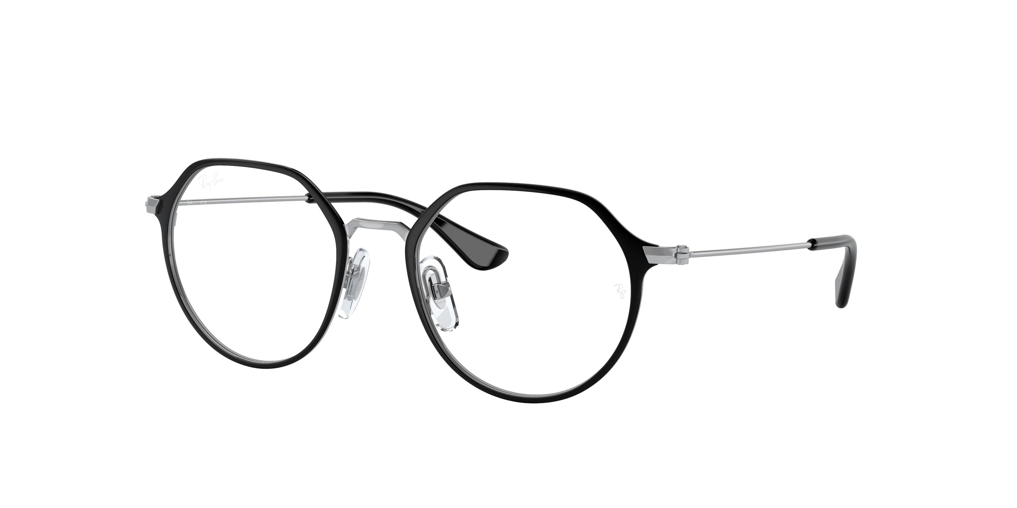 Ray-Ban Junior Vista RY1058 Irregular Eyeglasses  4064-Black On Silver 47-130-18 - Color Map Black