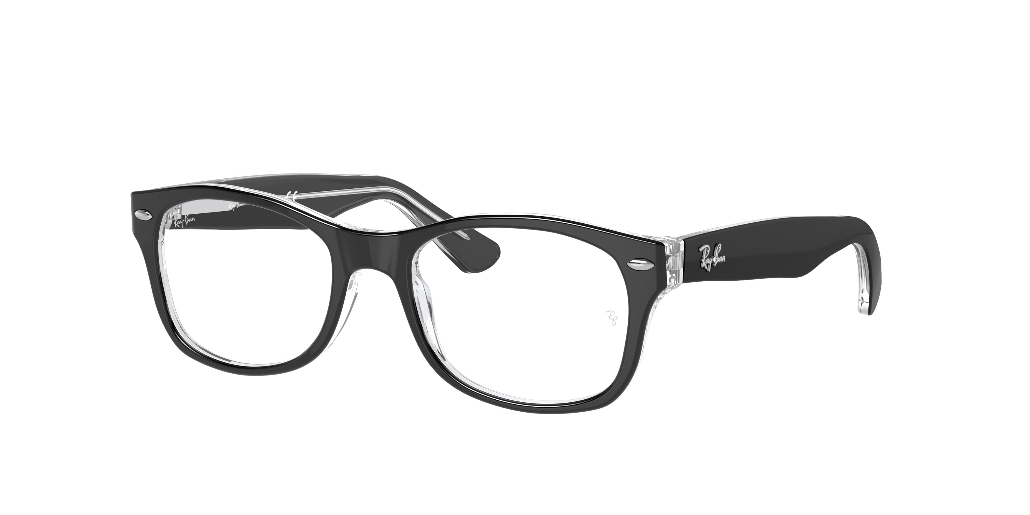 Ray-Ban Junior Vista RY1528F Square Eyeglasses  3529-Black On Transparent 46-125-16 - Color Map Black