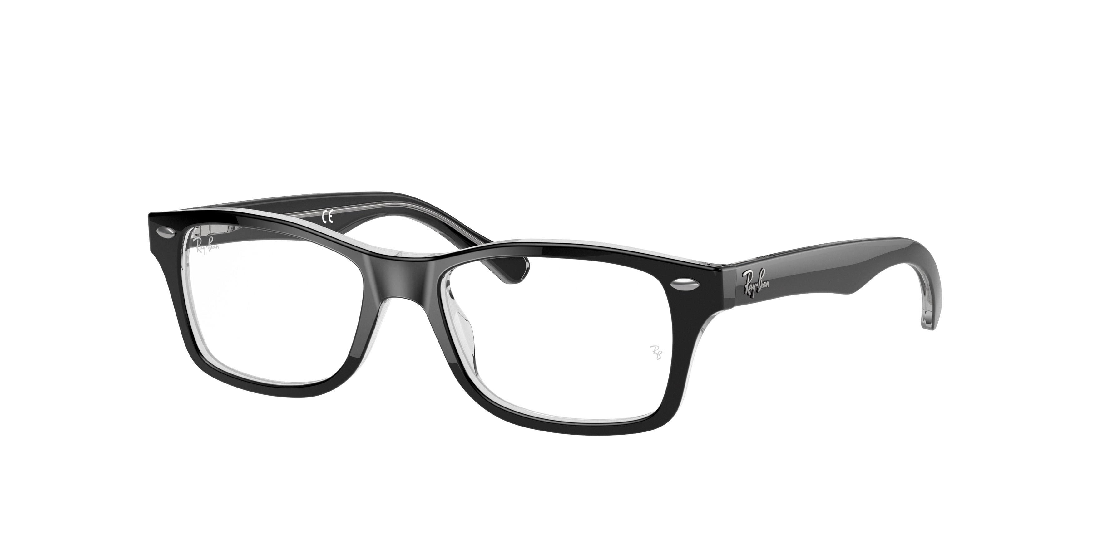 Ray-Ban Junior Vista RY1531 Square Eyeglasses  3529-Black On Transparent 48-130-16 - Color Map Black