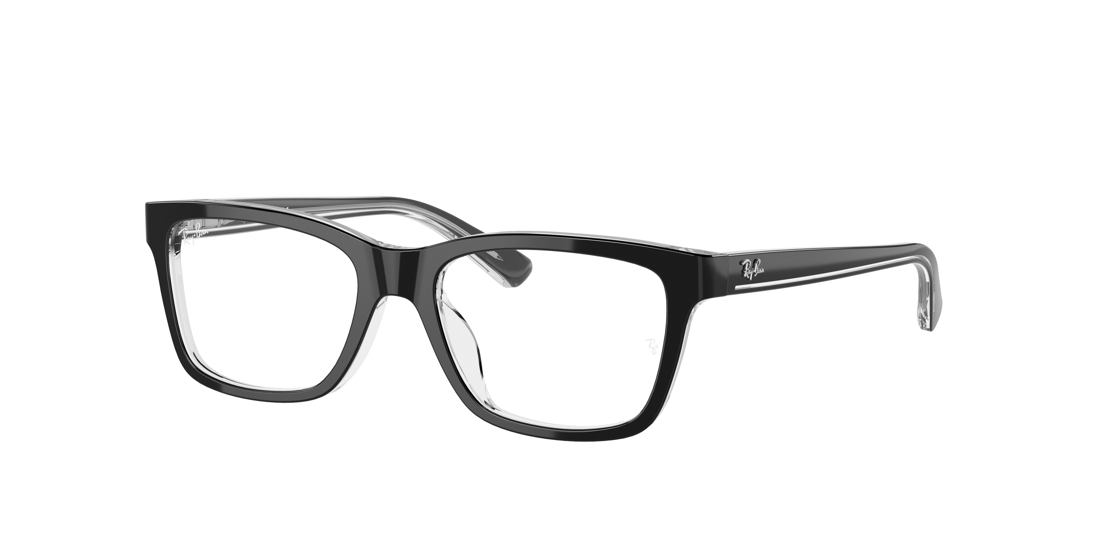 Ray-Ban Junior Vista RY1536 Square Eyeglasses  3529-Black On Transparent 48-130-16 - Color Map Black