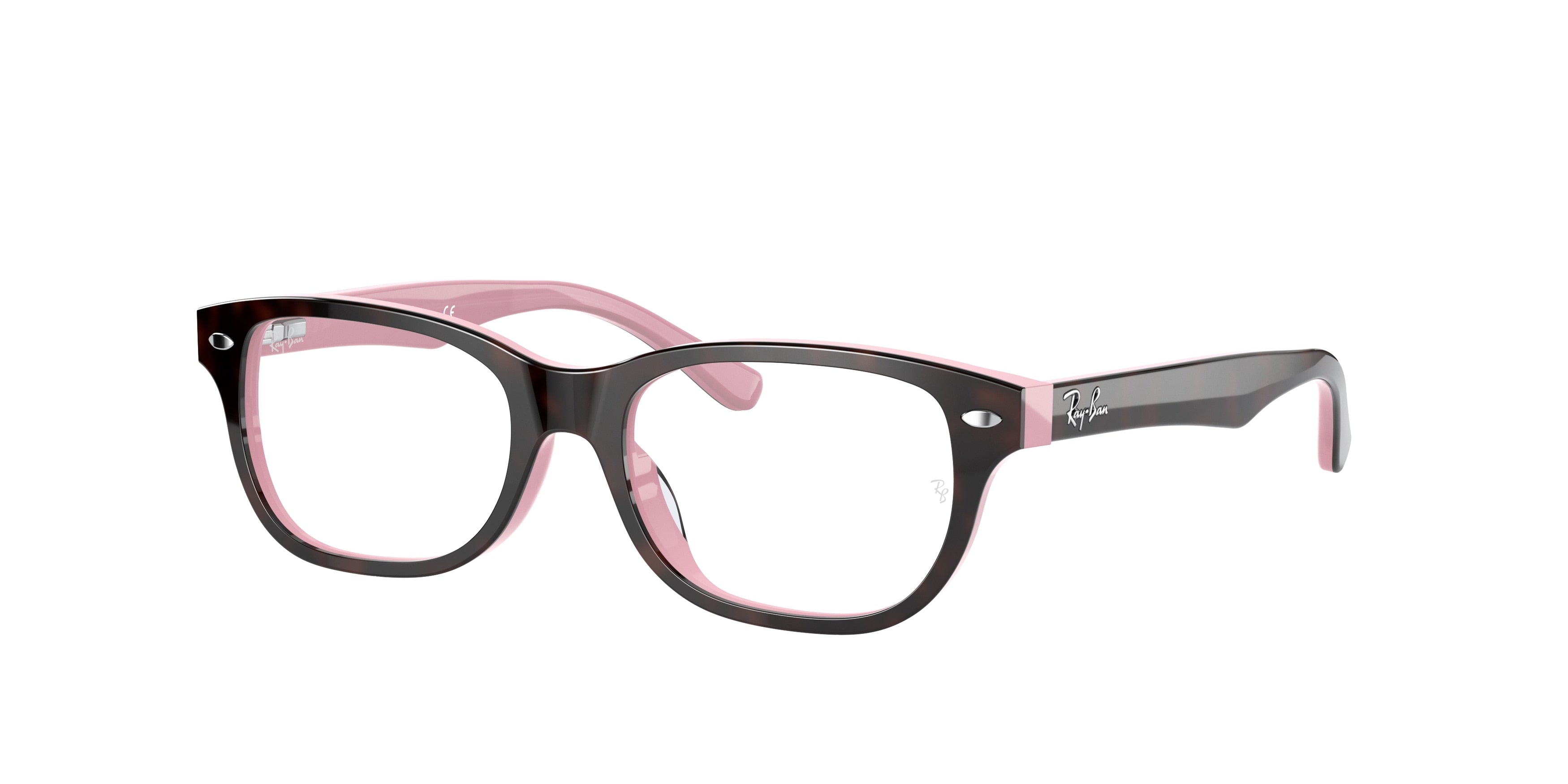 Ray-Ban Junior Vista RY1555F Square Eyeglasses  3580-Havana On Opal Pink 48-130-16 - Color Map Brown