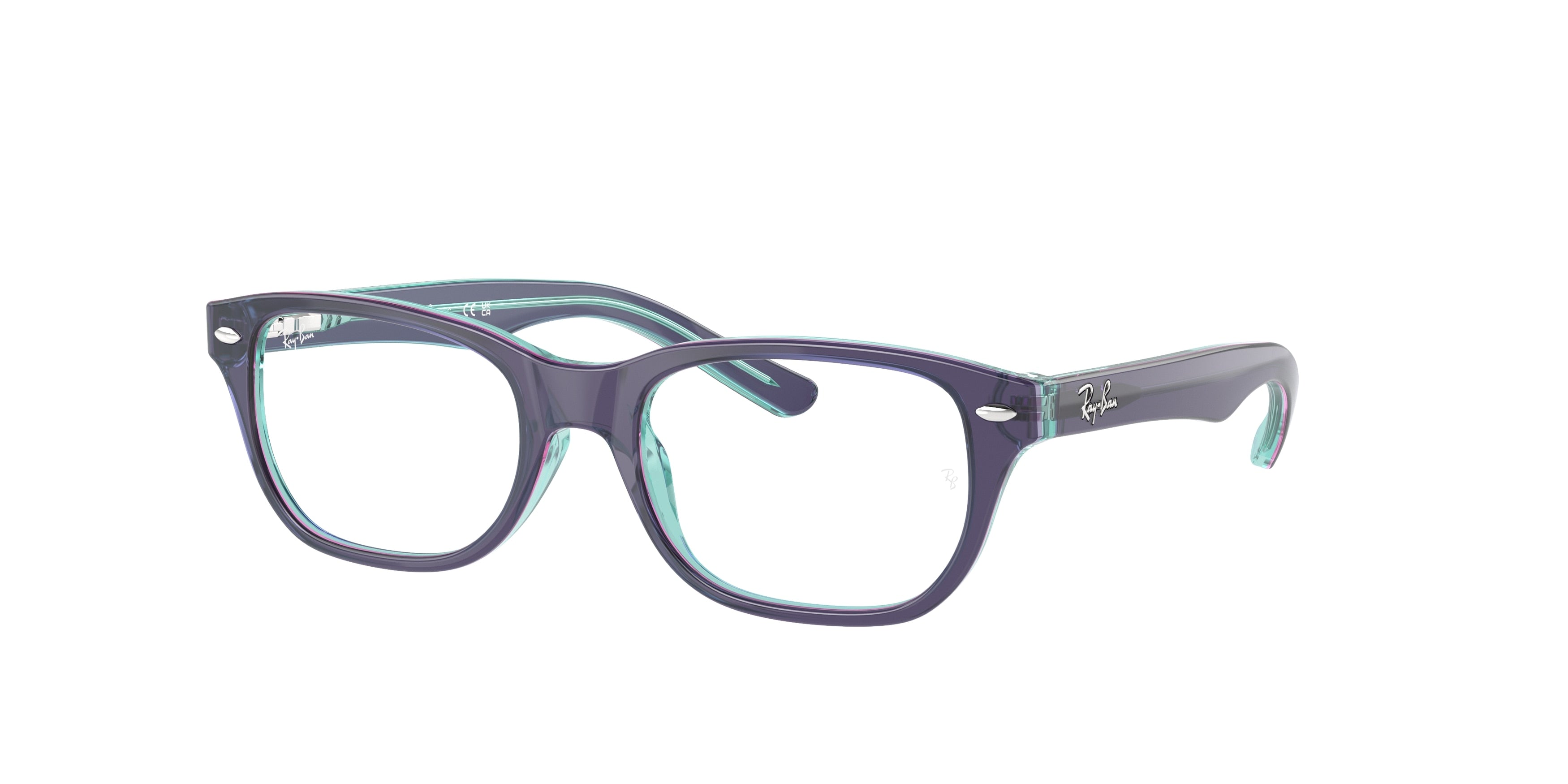 Ray-Ban Junior Vista RY1555F Square Eyeglasses  3945-Top Blue & Violet & Light Blue 48-130-16 - Color Map Clear