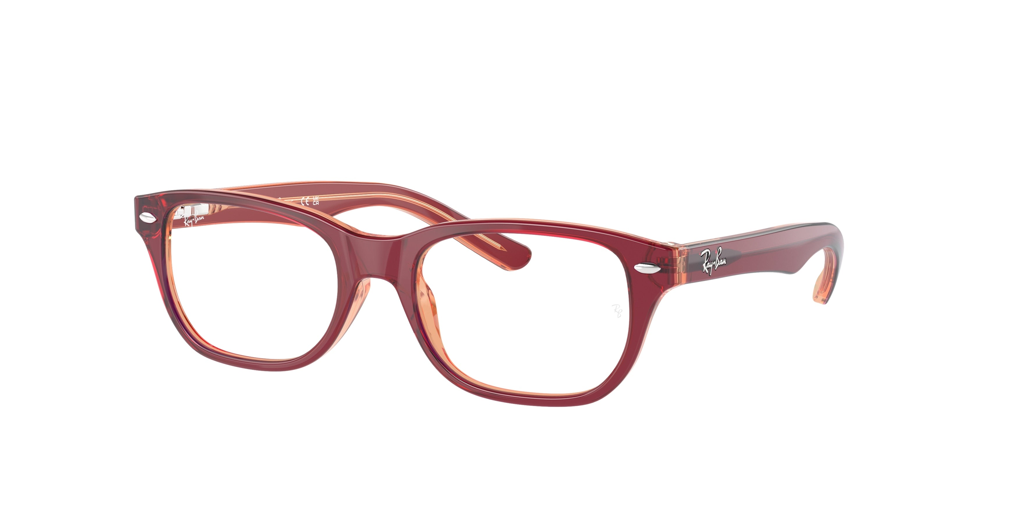 Ray-Ban Junior Vista RY1555F Square Eyeglasses  3947-Top Red & Violet & Orange 48-130-16 - Color Map Clear