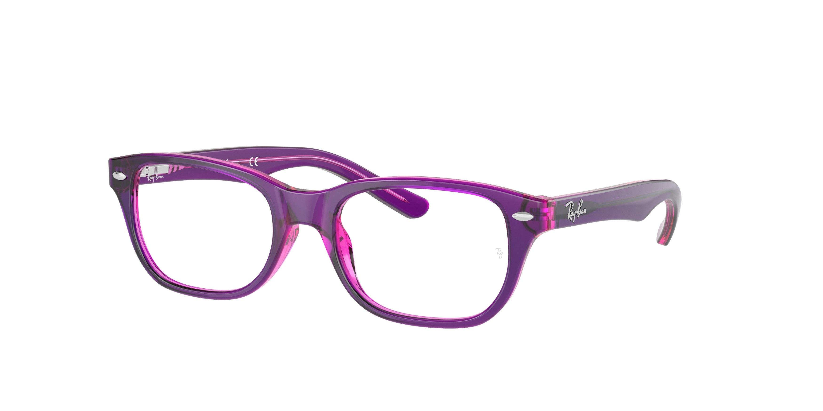 Ray-Ban Junior Vista RY1555 Square Eyeglasses  3666-Violet On Fuxia Fluo 48-130-16 - Color Map Violet