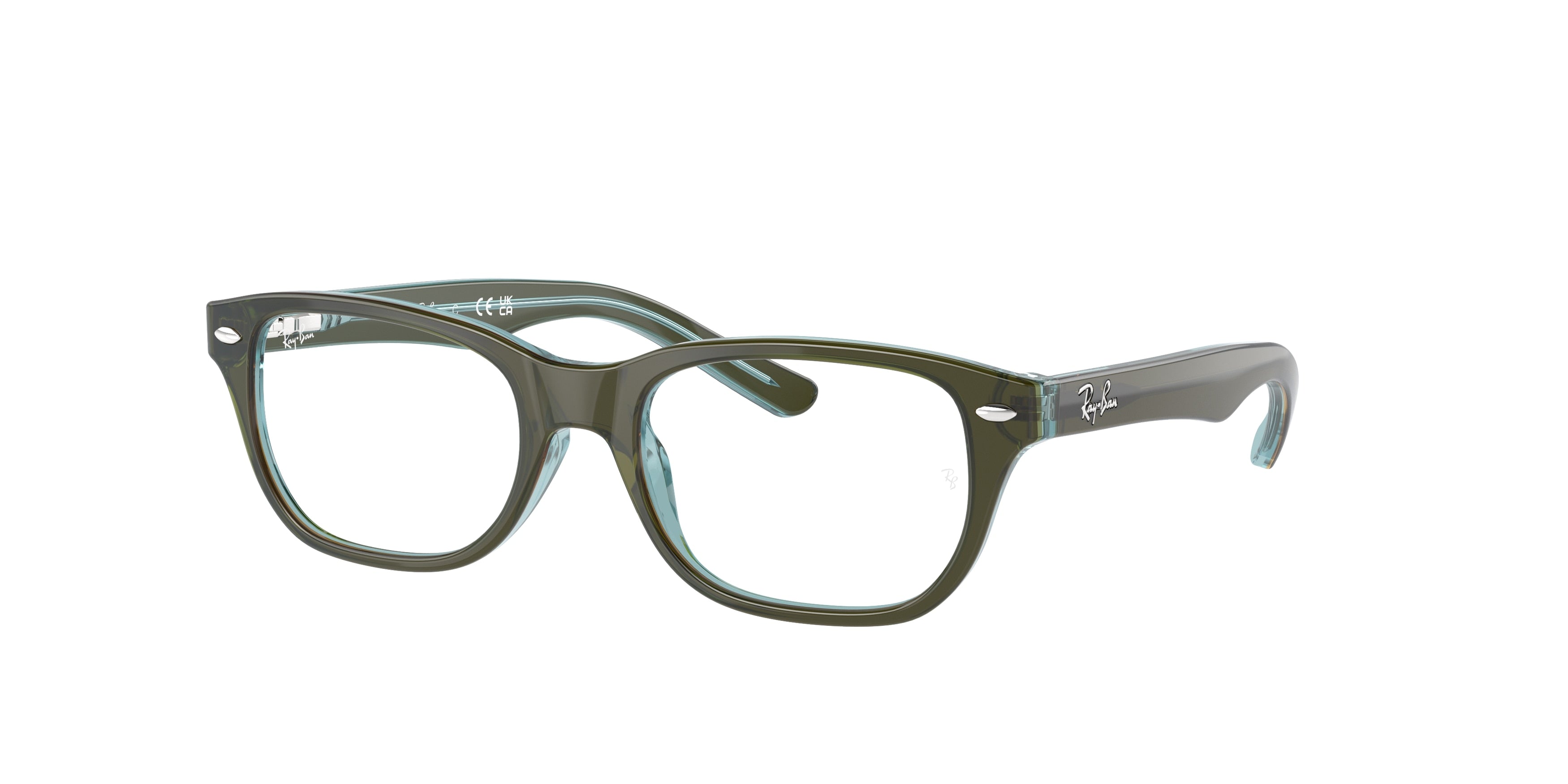 Ray-Ban Junior Vista RY1555 Square Eyeglasses  3946-Top Green & Orange & Light Blue 48-130-16 - Color Map Clear