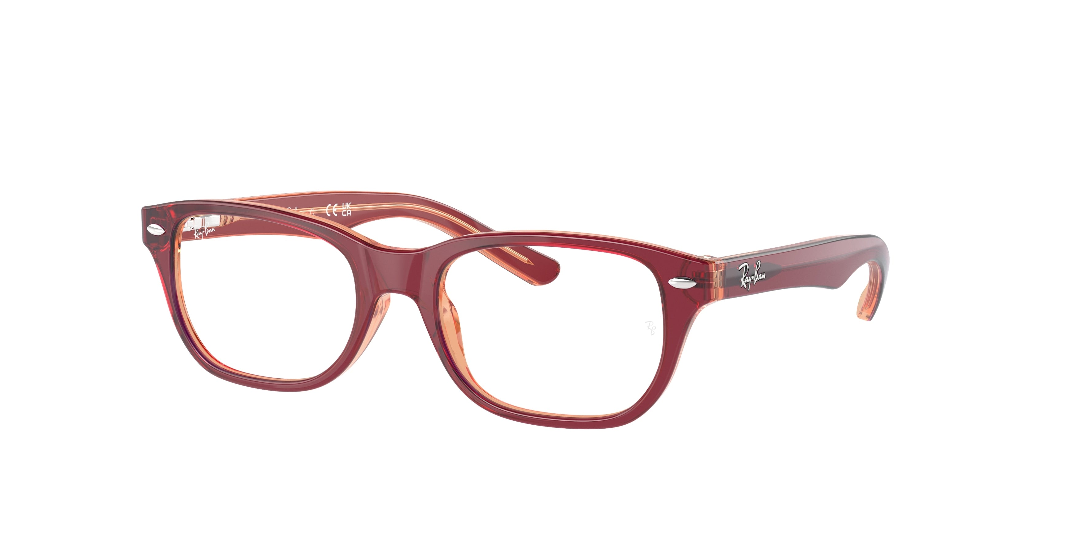 Ray-Ban Junior Vista RY1555 Square Eyeglasses  3947-Top Red & Violet & Orange 48-130-16 - Color Map Clear
