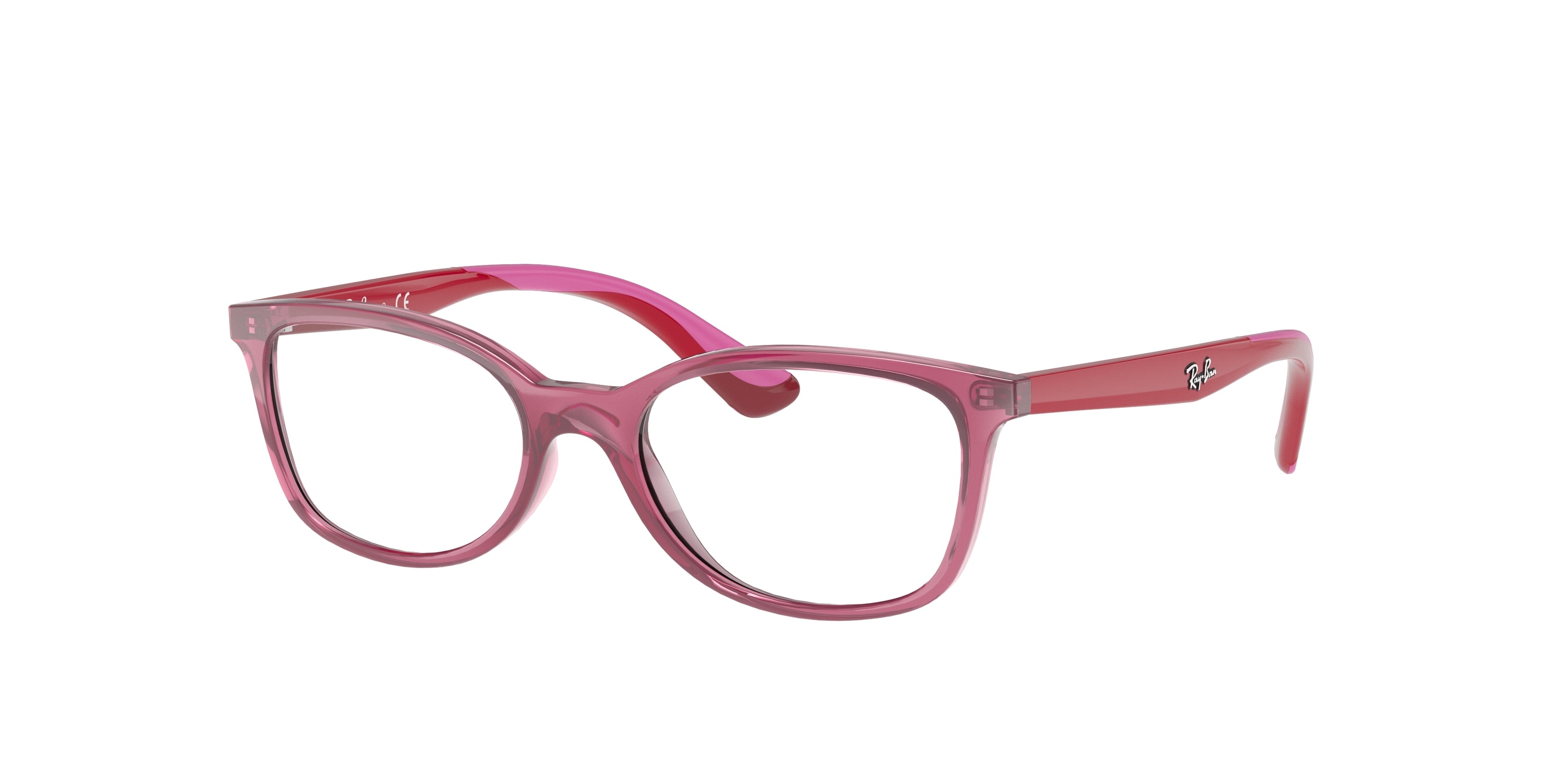 Ray-Ban Junior Vista RY1586 Square Eyeglasses  3777-Transparent Red 49-130-16 - Color Map Red