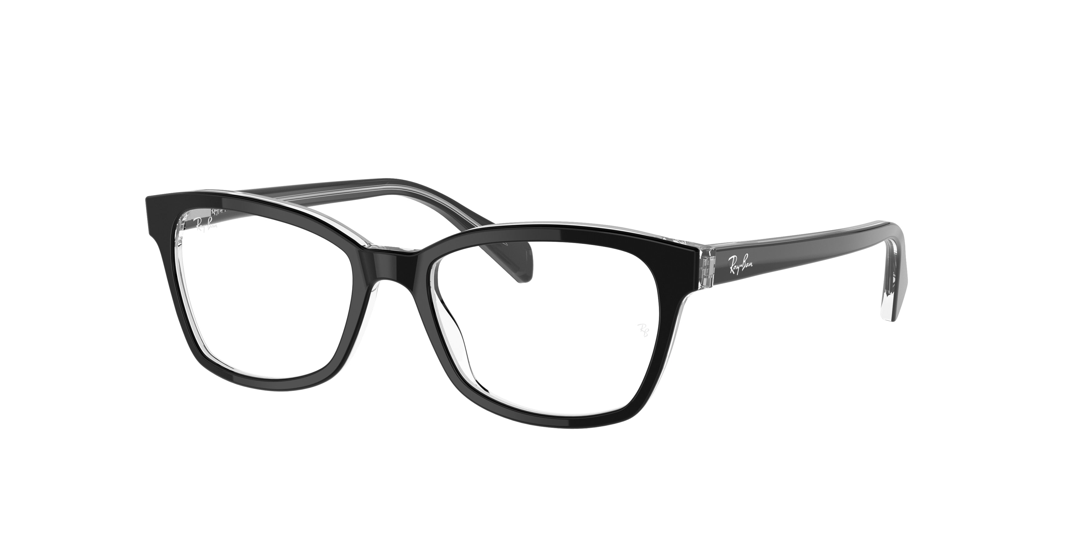 Ray-Ban Junior Vista RY1591 Square Eyeglasses  3529-Black On Transparent 48-130-16 - Color Map Black