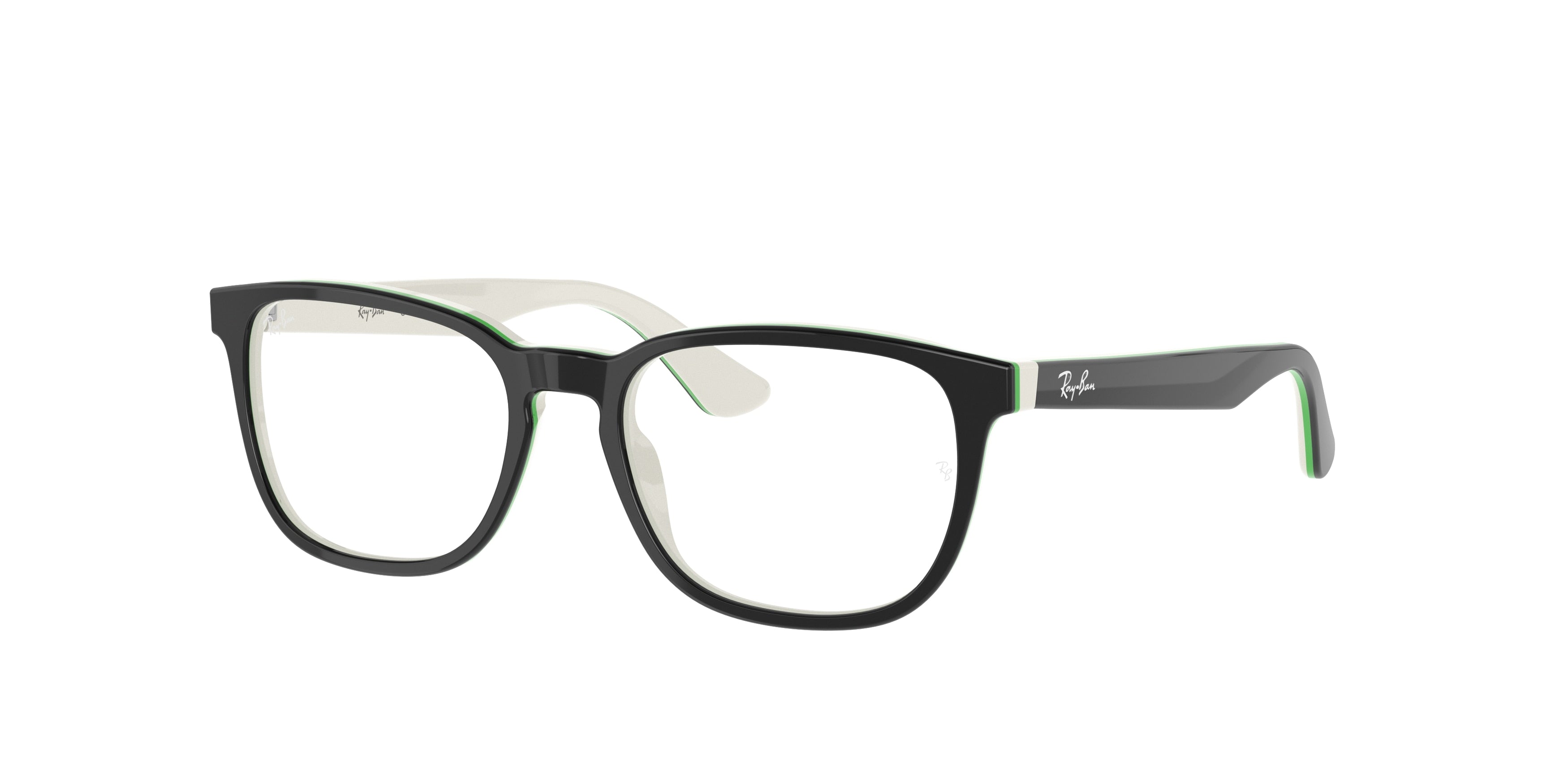 Ray-Ban Junior Vista RY1592 Square Eyeglasses  3820-Black On White 48-130-16 - Color Map Black