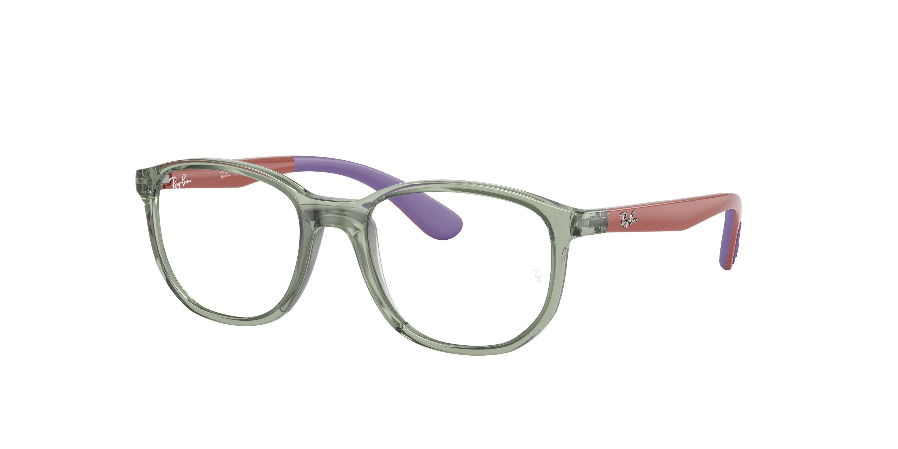 Ray-Ban Junior Vista RY1619 Pillow Eyeglasses  3922-Transparent Green On Rubber Wisteria 49-130-16 - Color Map Green