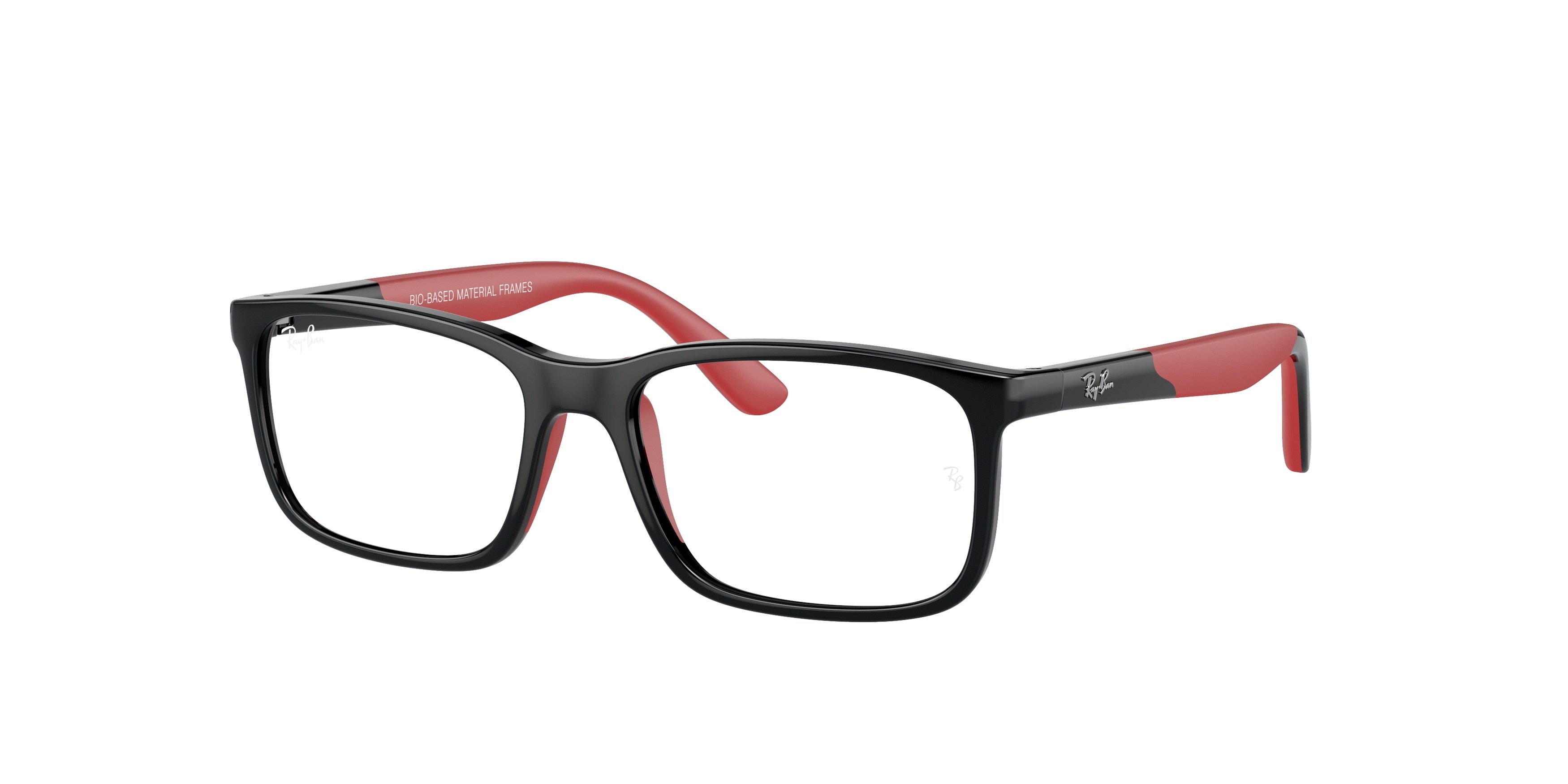 Ray-Ban Junior Vista RY1621F Rectangle Eyeglasses  3928-Black On Red 49-135-15 - Color Map Black