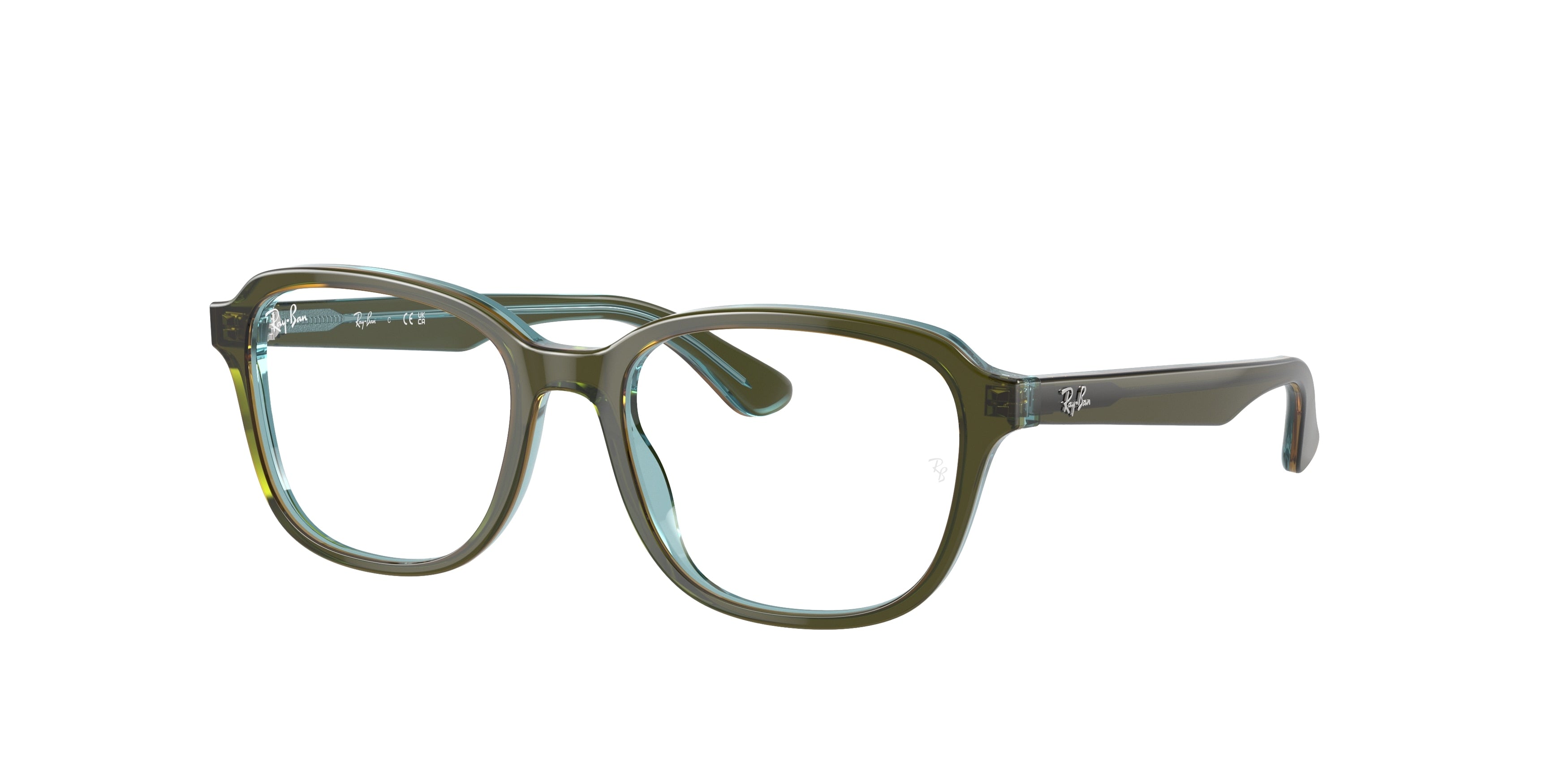 Ray-Ban Junior Vista RY1627 Pillow Eyeglasses  3946-Top Green & Orange & Light Blue 48-135-16 - Color Map Clear