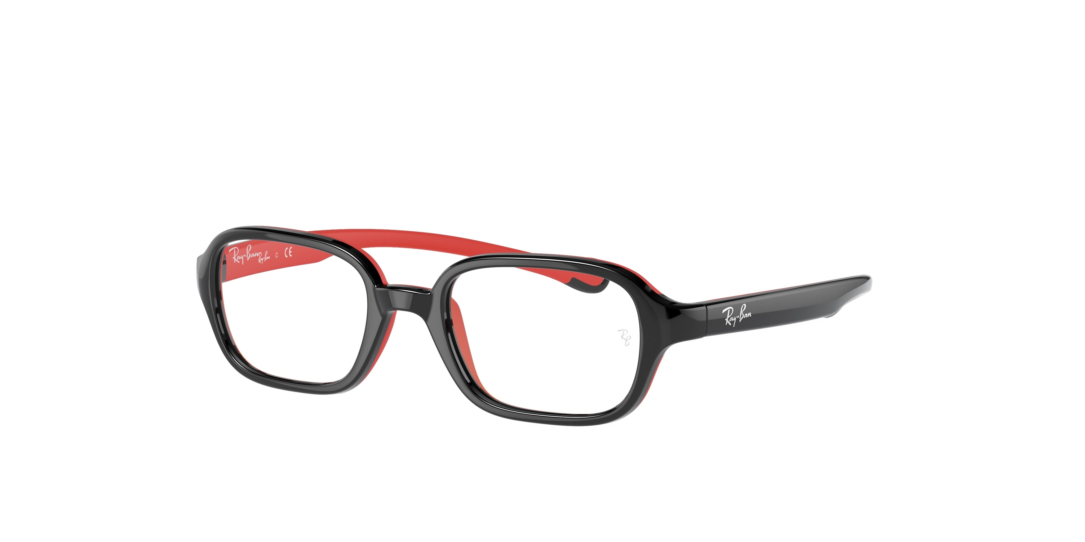 Ray-Ban Junior Vista RY9074VF Rectangle Eyeglasses  3876-Black On Red 47-140-16 - Color Map Black