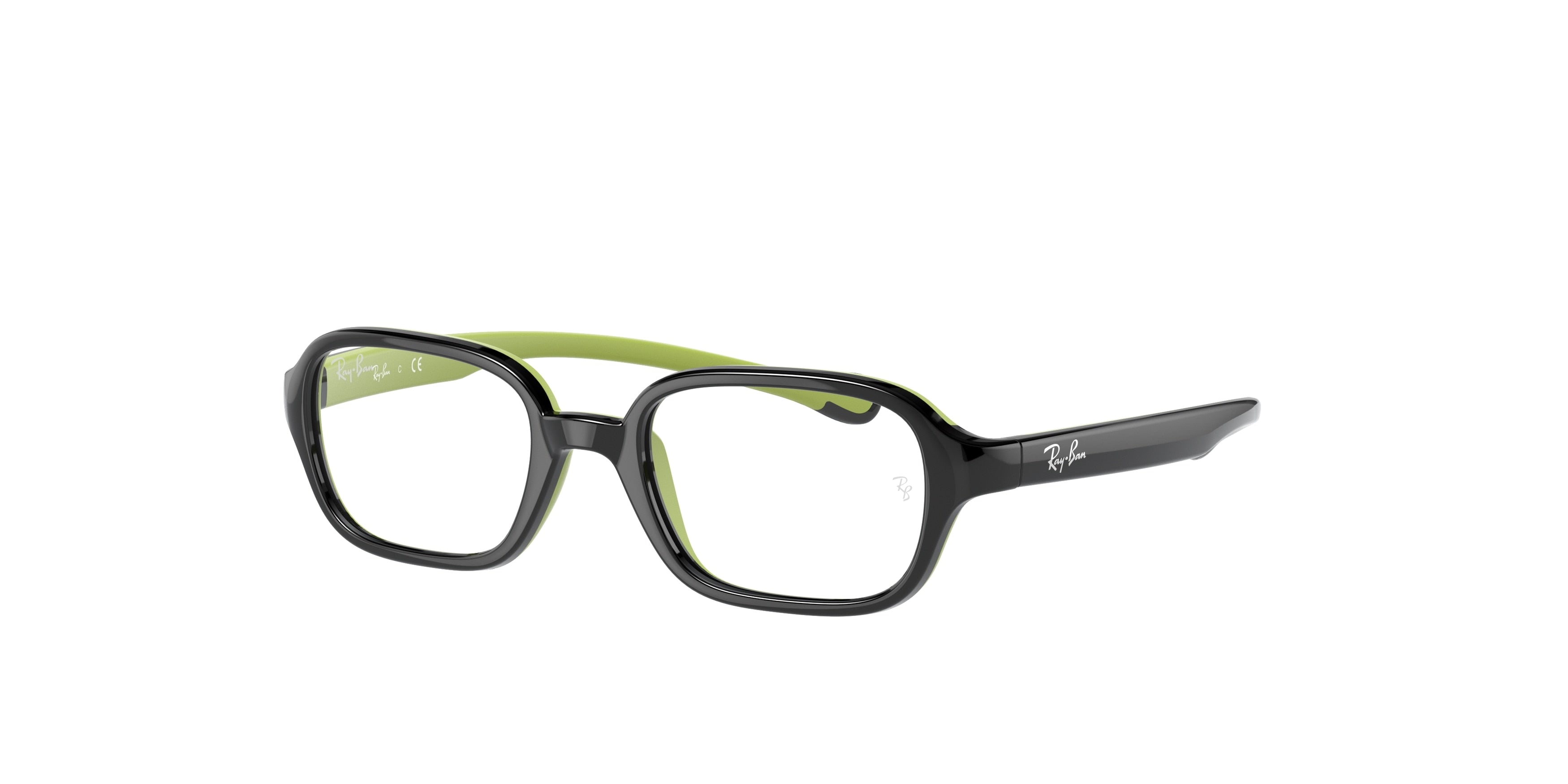 Ray-Ban Junior Vista RY9074V Rectangle Eyeglasses  3882-Black On Green 41-130-16 - Color Map Black