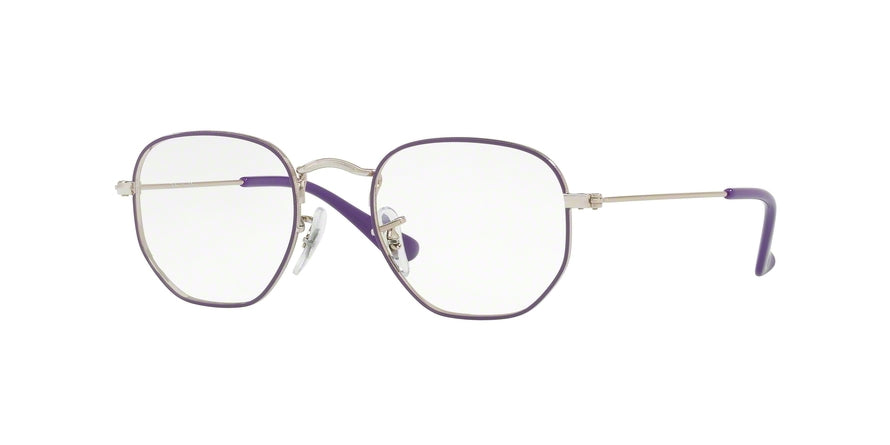 Ray-Ban Junior Vista JUNIOR HEXAGONAL RY9541V Square Eyeglasses  4061-SILVER TOP VIOLET 44-19-130 - Color Map violet