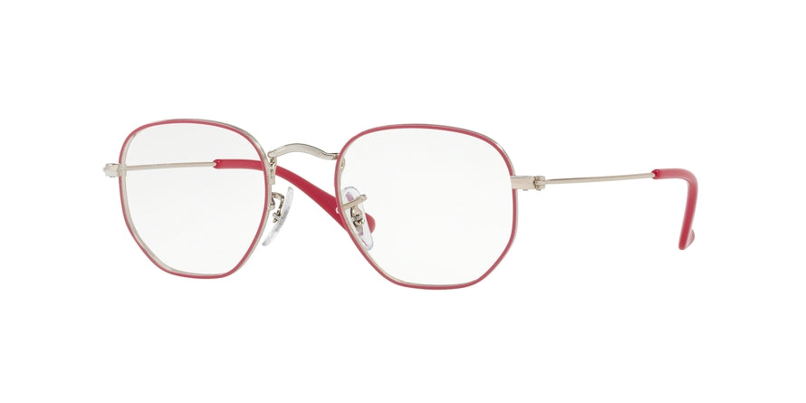 Ray-Ban Junior Vista JUNIOR HEXAGONAL RY9541V Square Eyeglasses  4062-SILVER TOP FUXIA 44-19-130 - Color Map purple/reddish