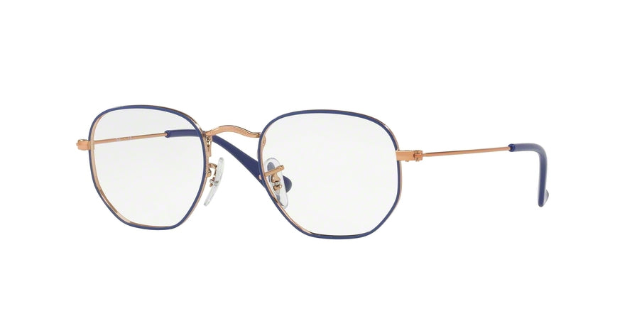 Ray-Ban Junior Vista JUNIOR HEXAGONAL RY9541V Square Eyeglasses  4063-COPPER ON BLUE 44-19-130 - Color Map blue