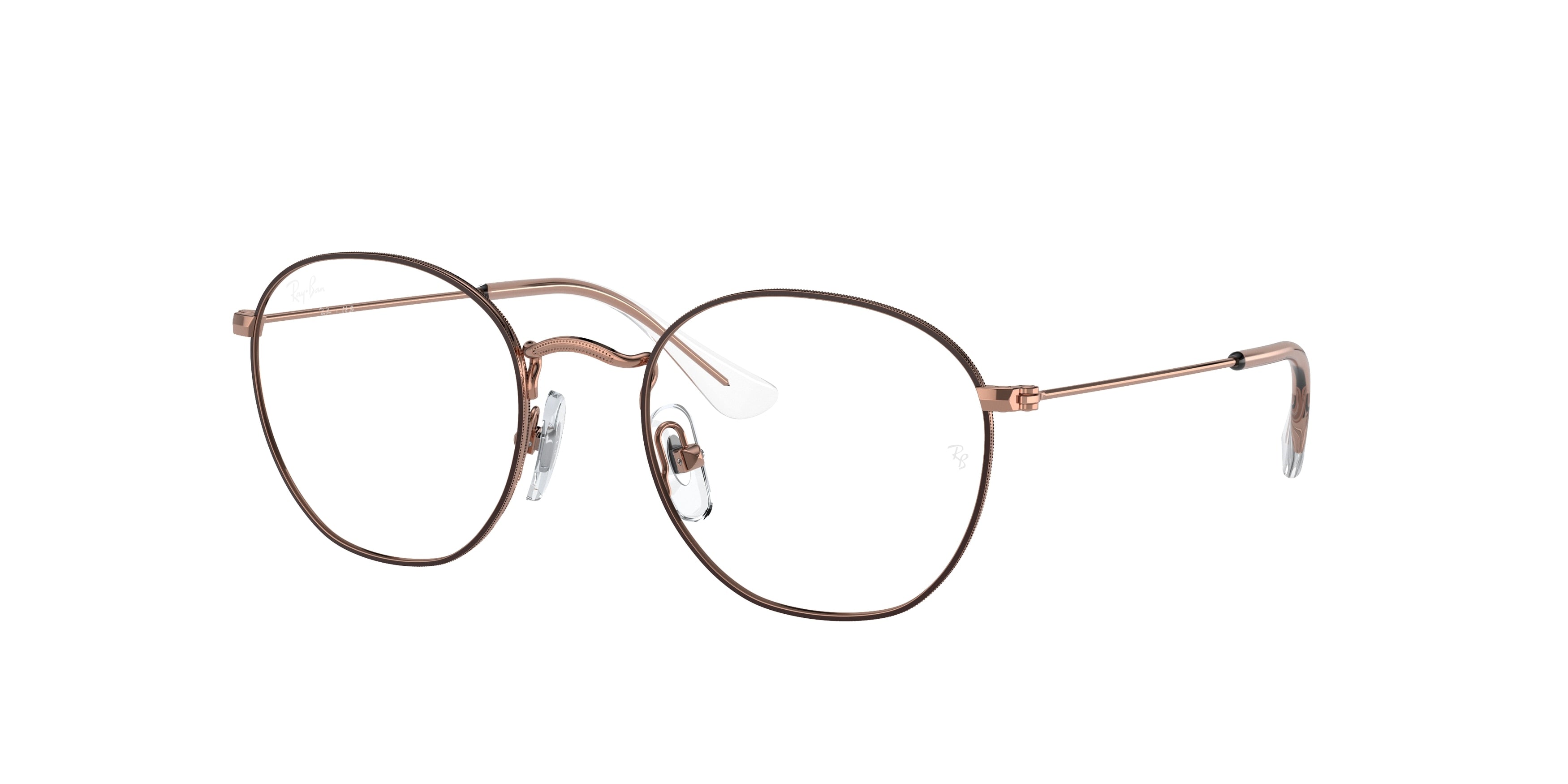 Ray-Ban Junior Vista JUNIOR ROB RY9572V Irregular Eyeglasses  4087-Brown On Rose Gold 48-130-19 - Color Map Brown