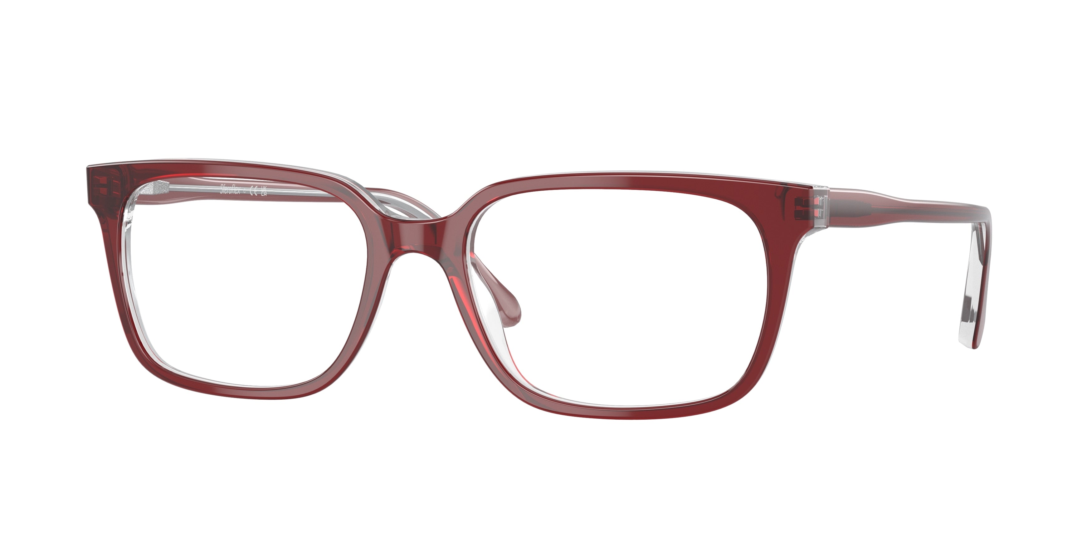 Sferoflex SF1151 Rectangle Eyeglasses  C641-Top Bordeaux On Transparent 56-145-18 - Color Map Red