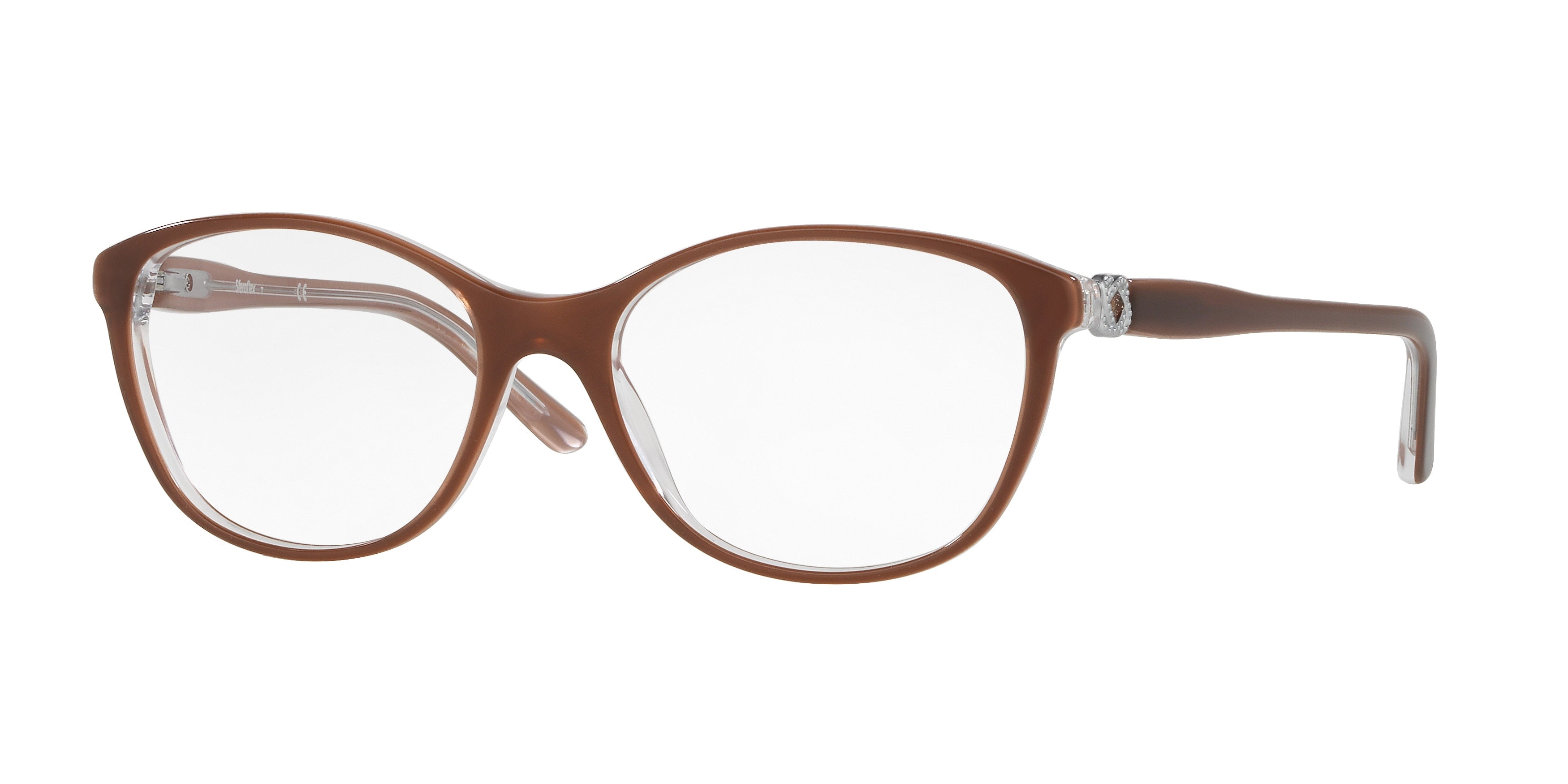 Sferoflex SF1548 Irregular Eyeglasses  C561-Brown Top On Opal Transparent 52-145-17 - Color Map Brown