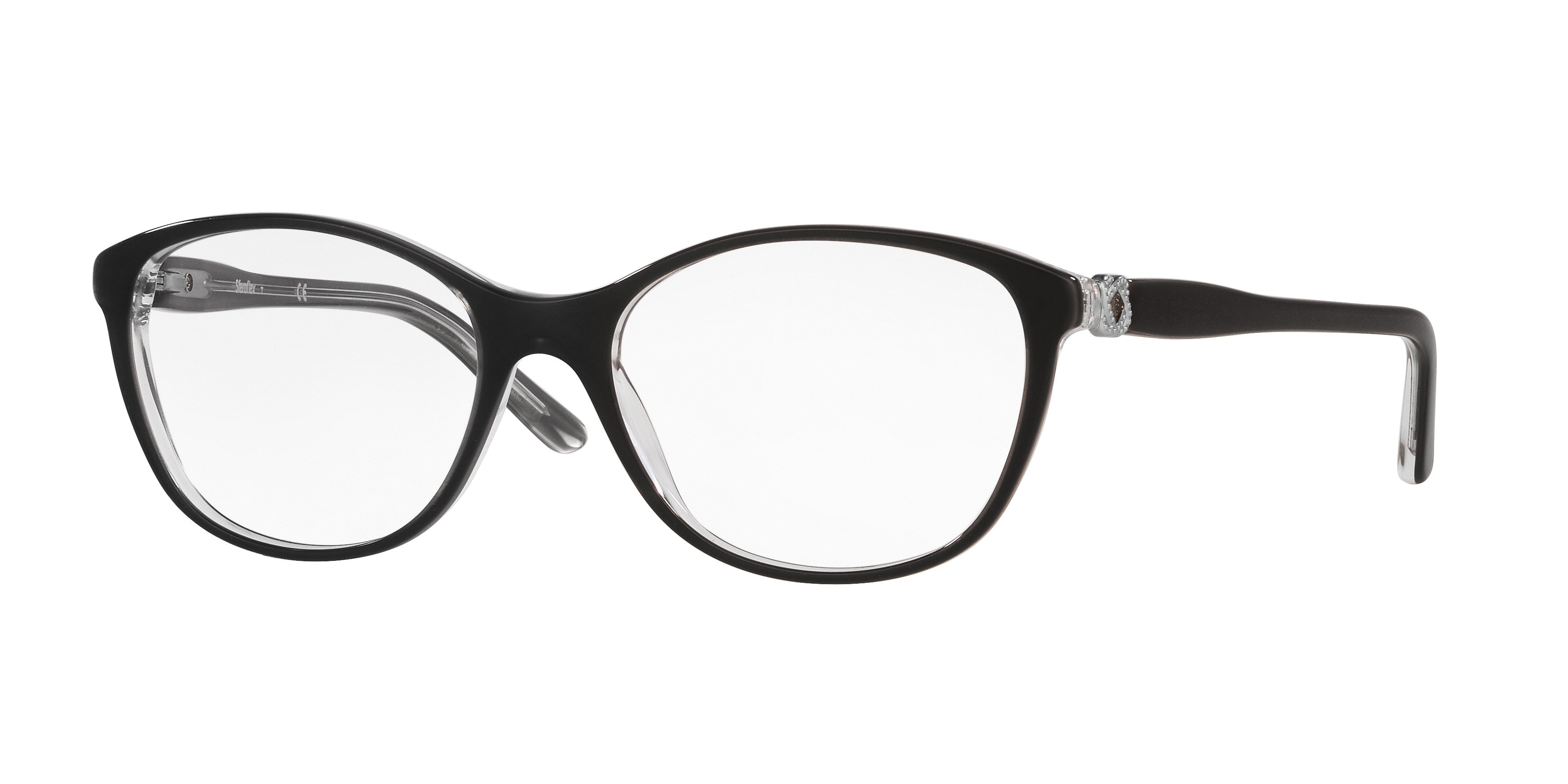 Sferoflex SF1548 Irregular Eyeglasses  C562-Black Top On Opal Transparent 54-145-17 - Color Map Black