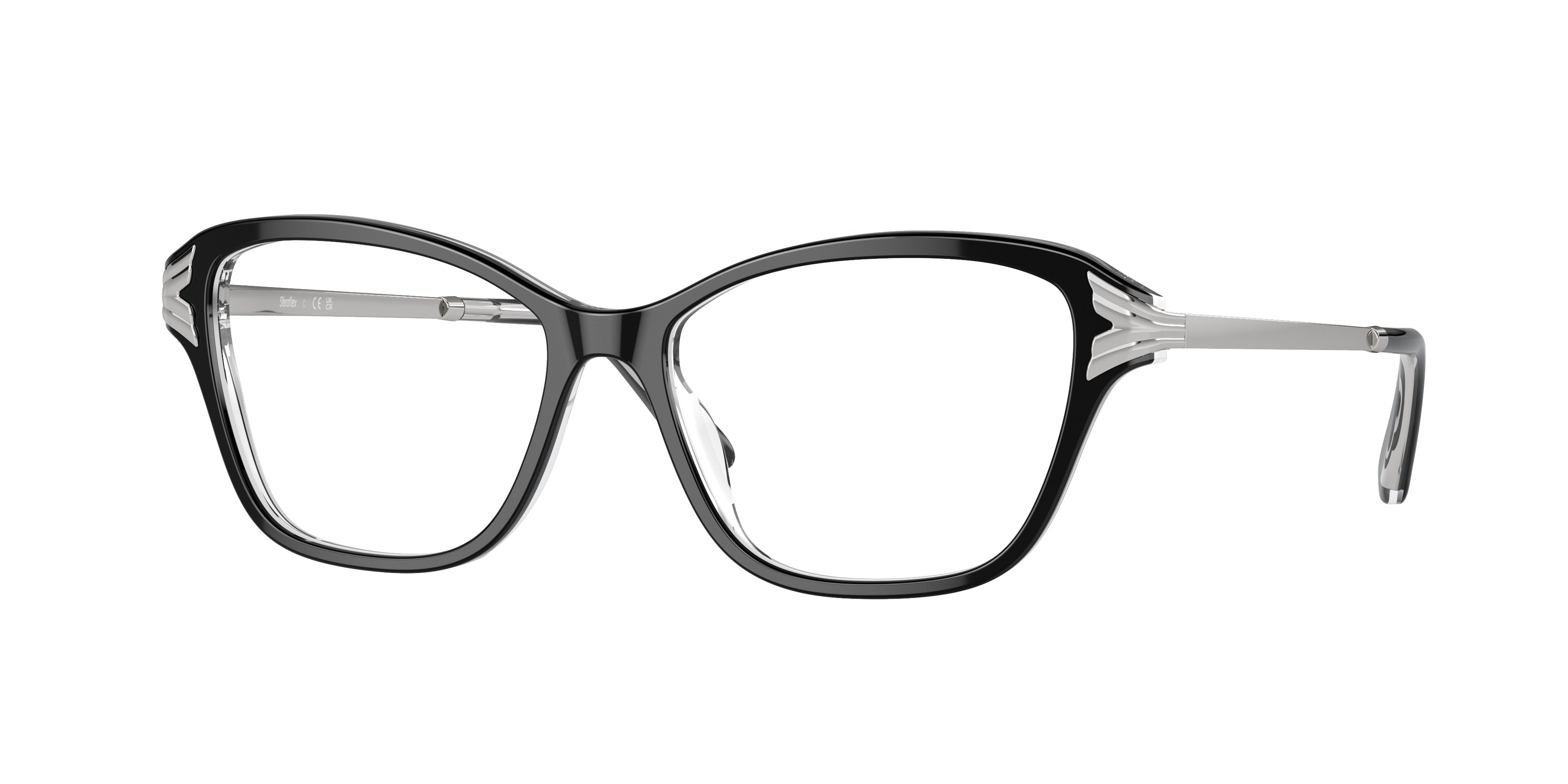 Sferoflex SF1577 Butterfly Eyeglasses  C388-Top Black On Transparent 53-135-15 - Color Map Black