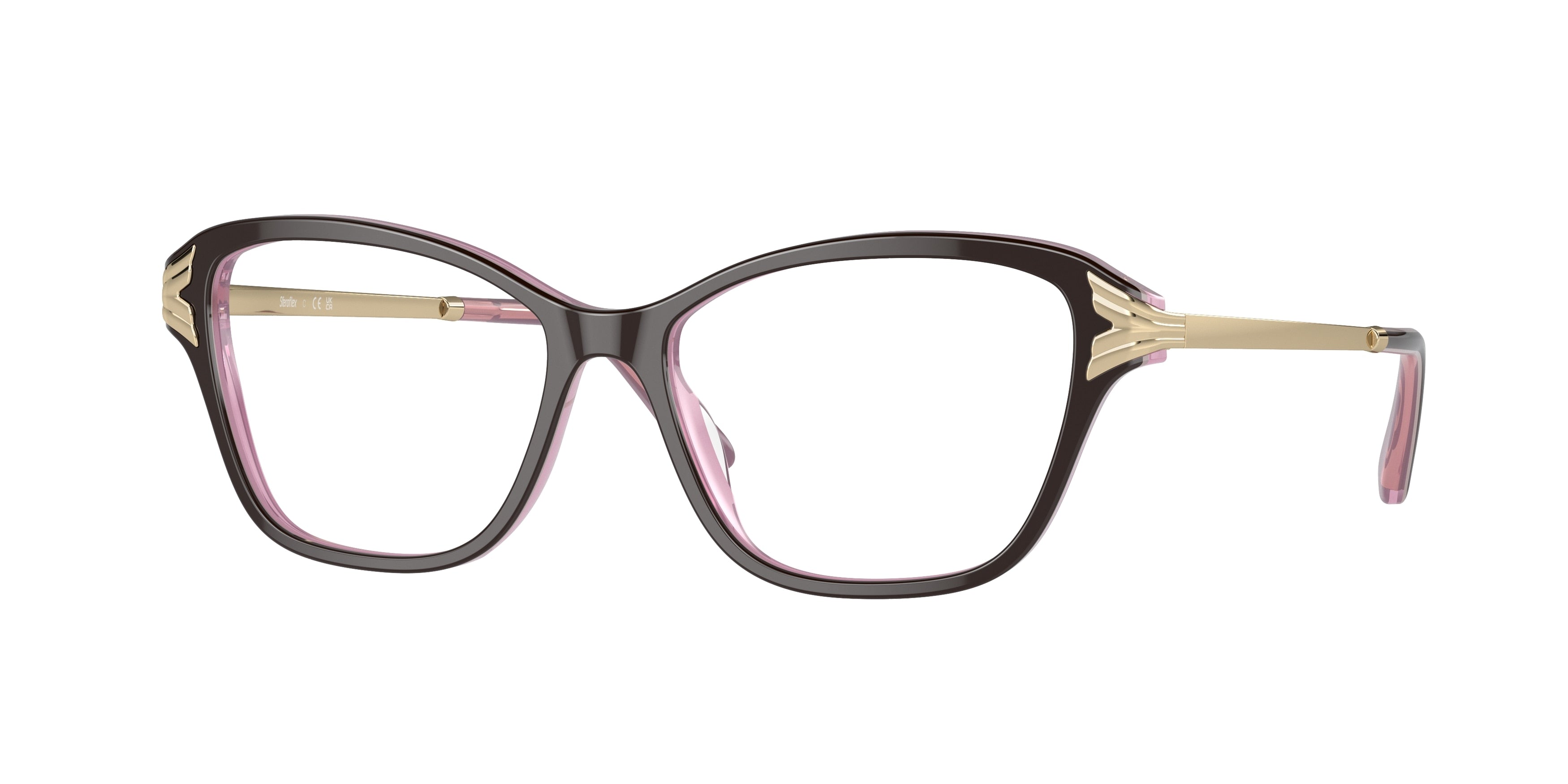 Sferoflex SF1577 Butterfly Eyeglasses  C518-Top Brown On Pink Transparent 53-135-15 - Color Map Brown