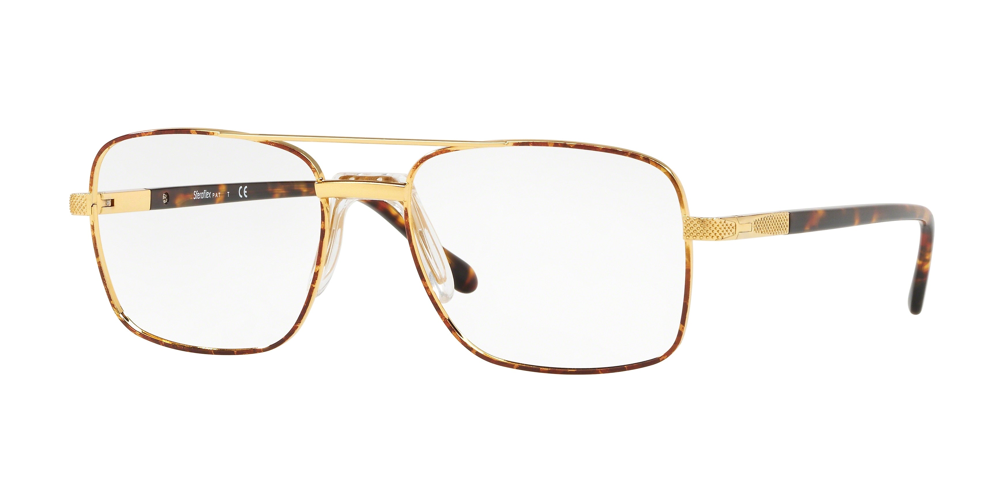 Sferoflex SF2263 Square Eyeglasses  S706-Gold Tobacco 56-145-18 - Color Map Gold