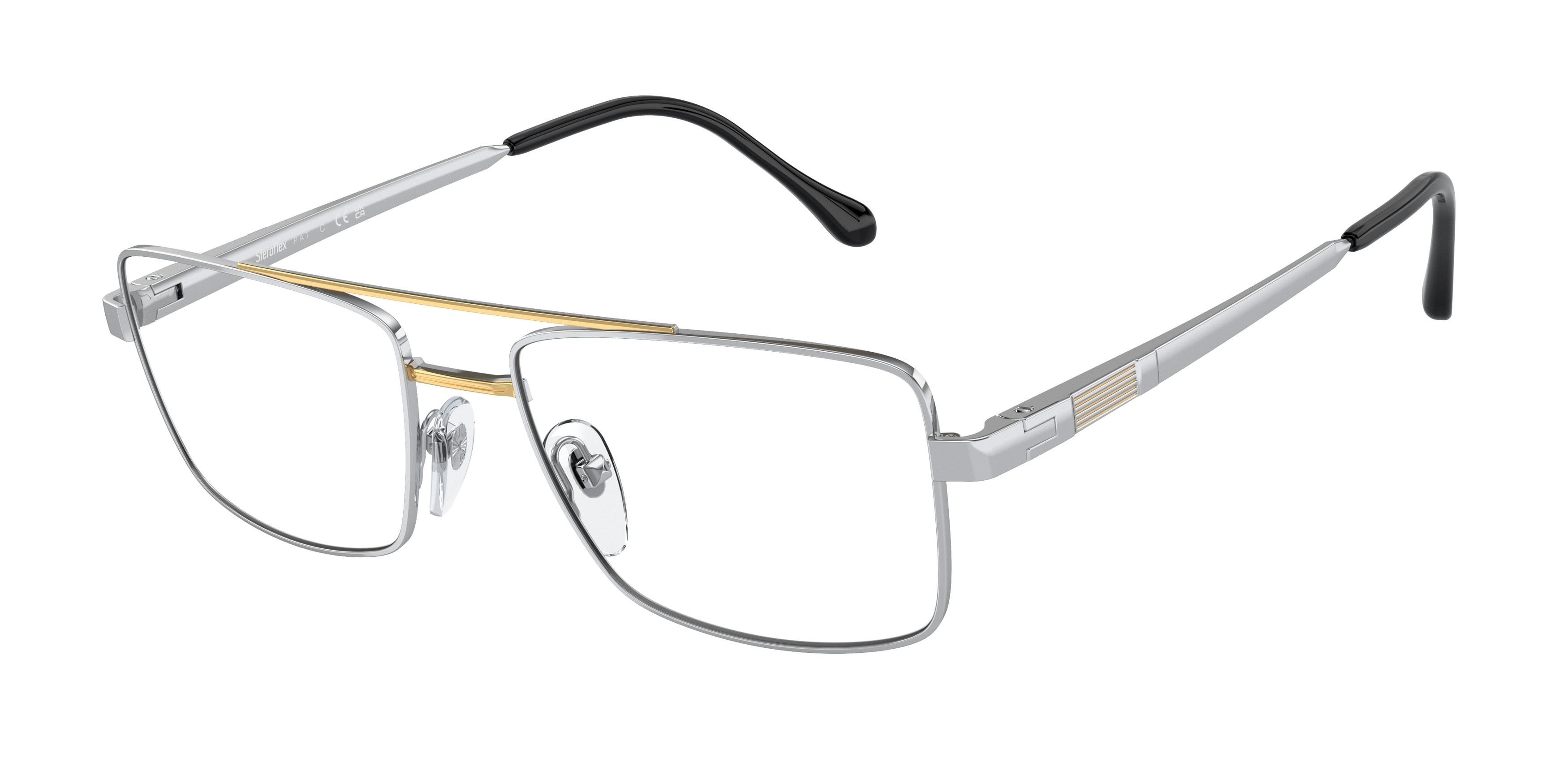 Sferoflex SF2296 Square Eyeglasses  131-Silver/Gold 56-145-18 - Color Map Silver