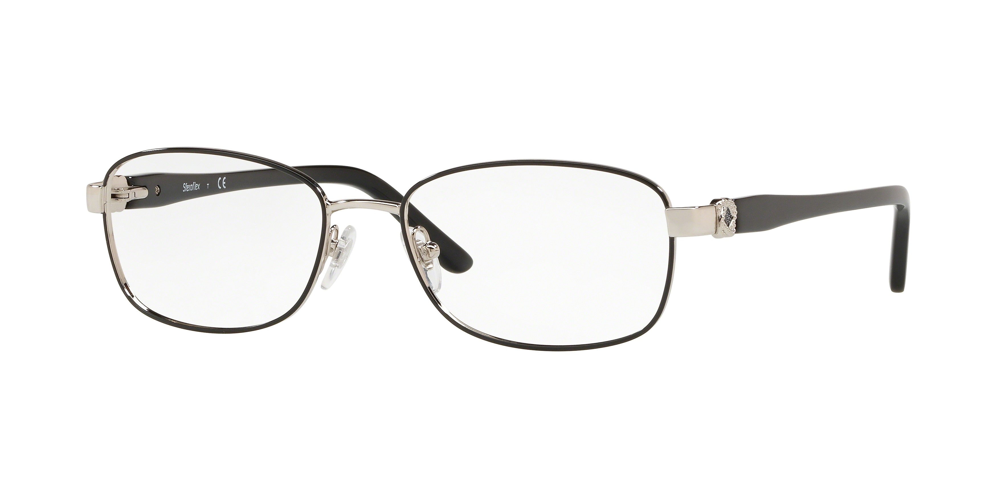 Sferoflex SF2570 Rectangle Eyeglasses  526-Silver Black 54-140-17 - Color Map Silver