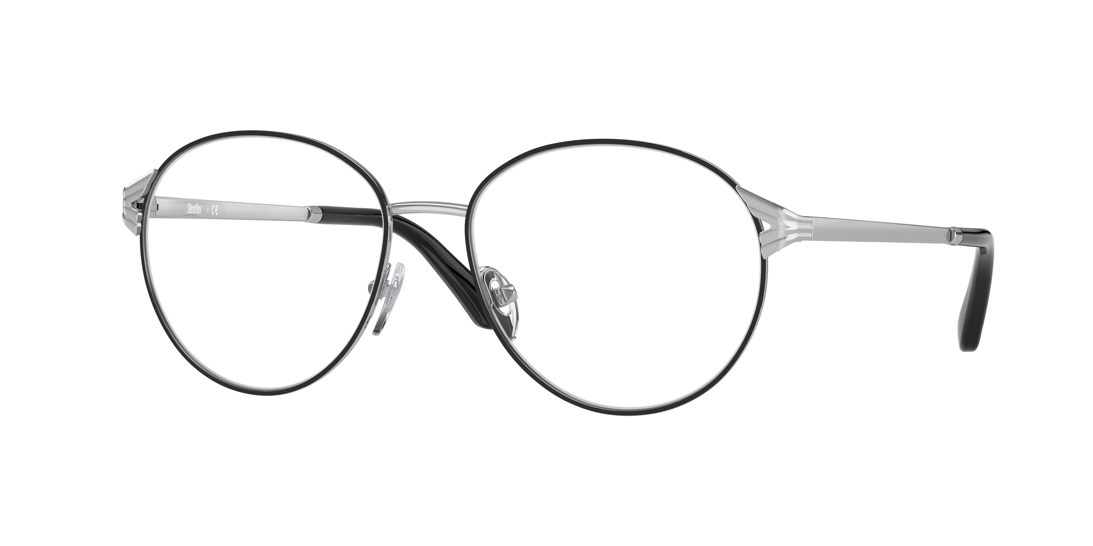 Sferoflex SF2601 Phantos Eyeglasses  526-Top Black On Shiny Silver 54-135-16 - Color Map Black