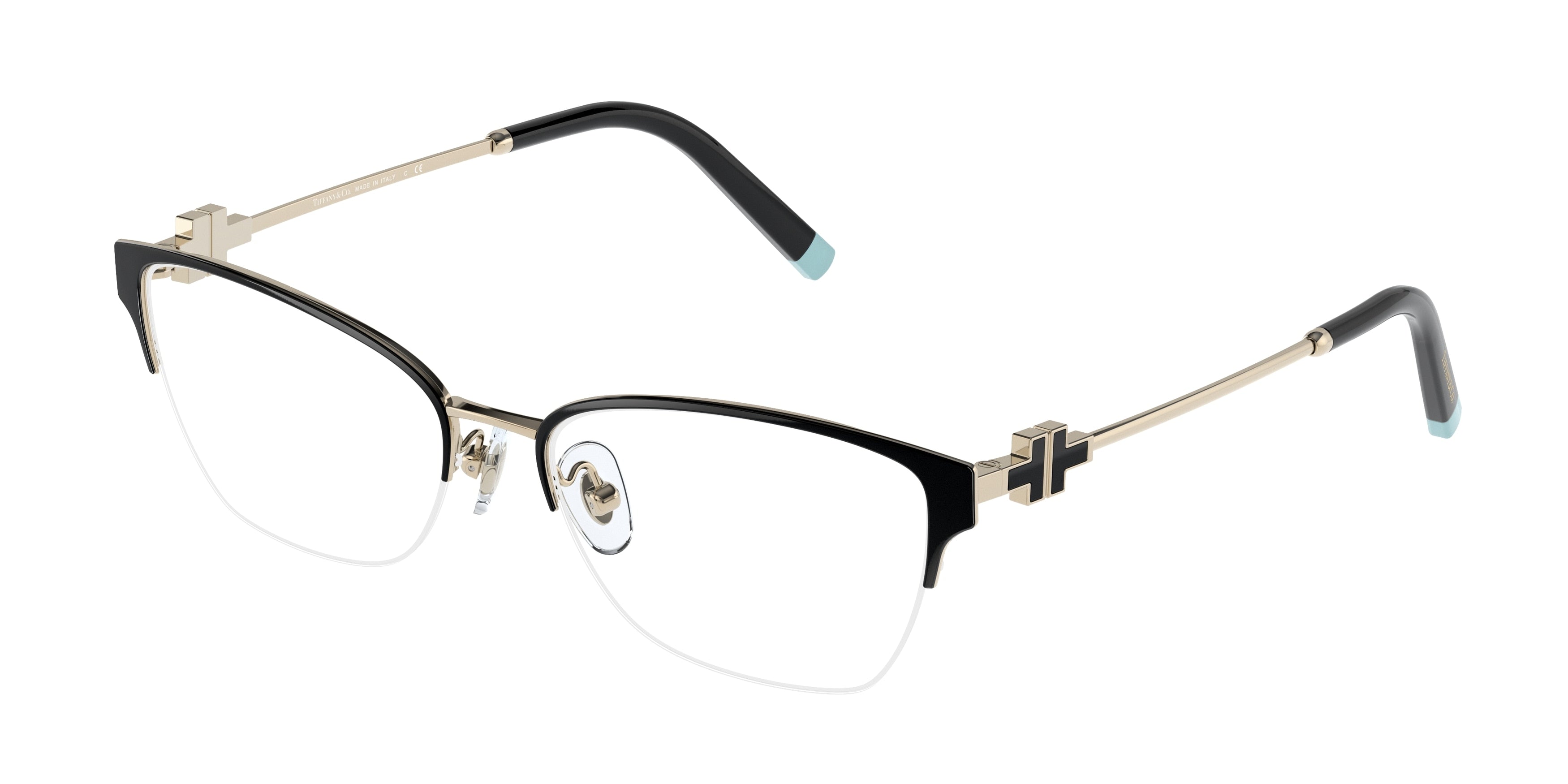 Tiffany TF1141 Cat Eye Eyeglasses  6164-Black On Pale Gold 54-140-16 - Color Map Black