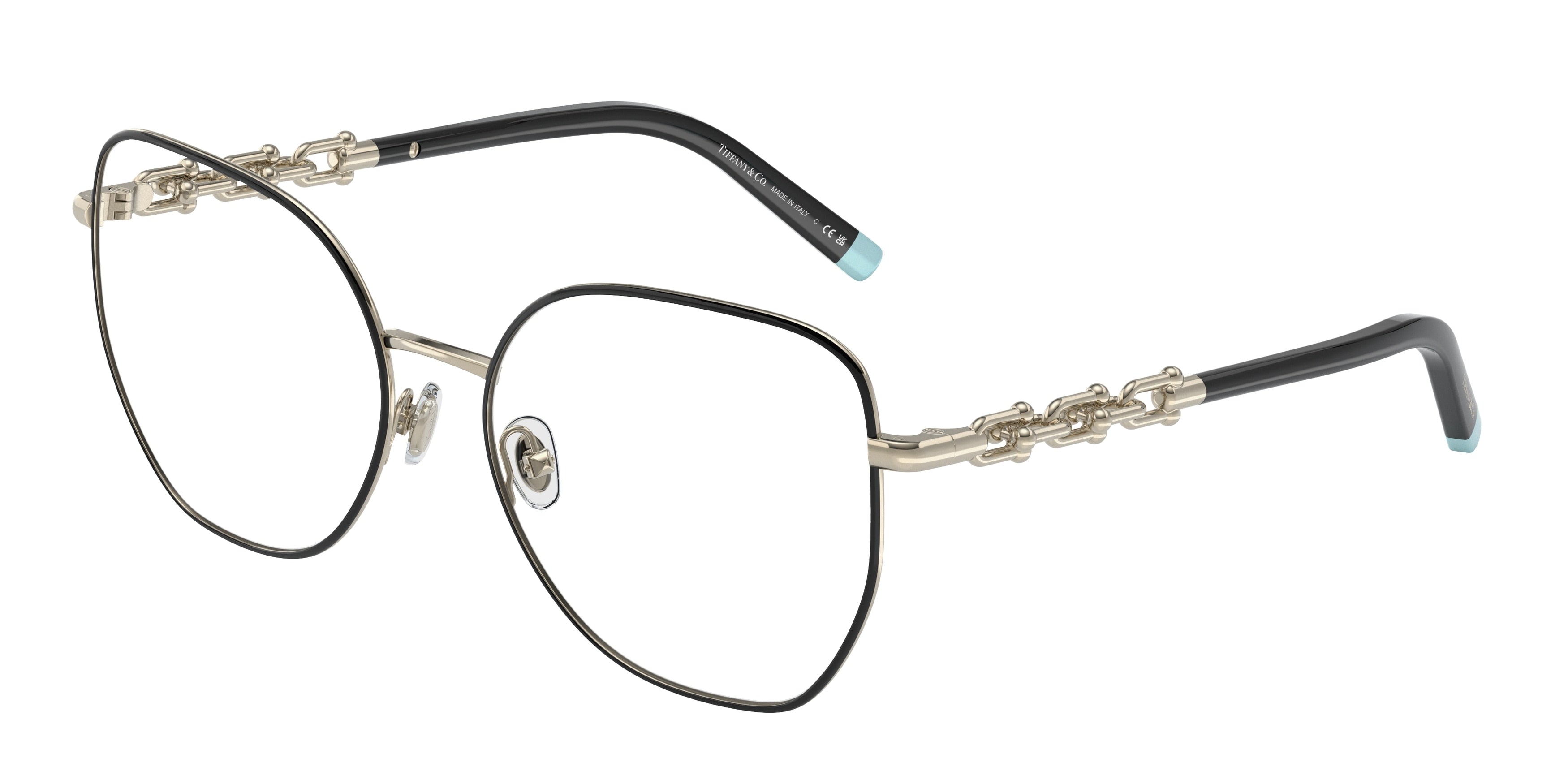 Tiffany TF1147 Irregular Eyeglasses  6164-Black On Pale Gold 57-145-17 - Color Map Black