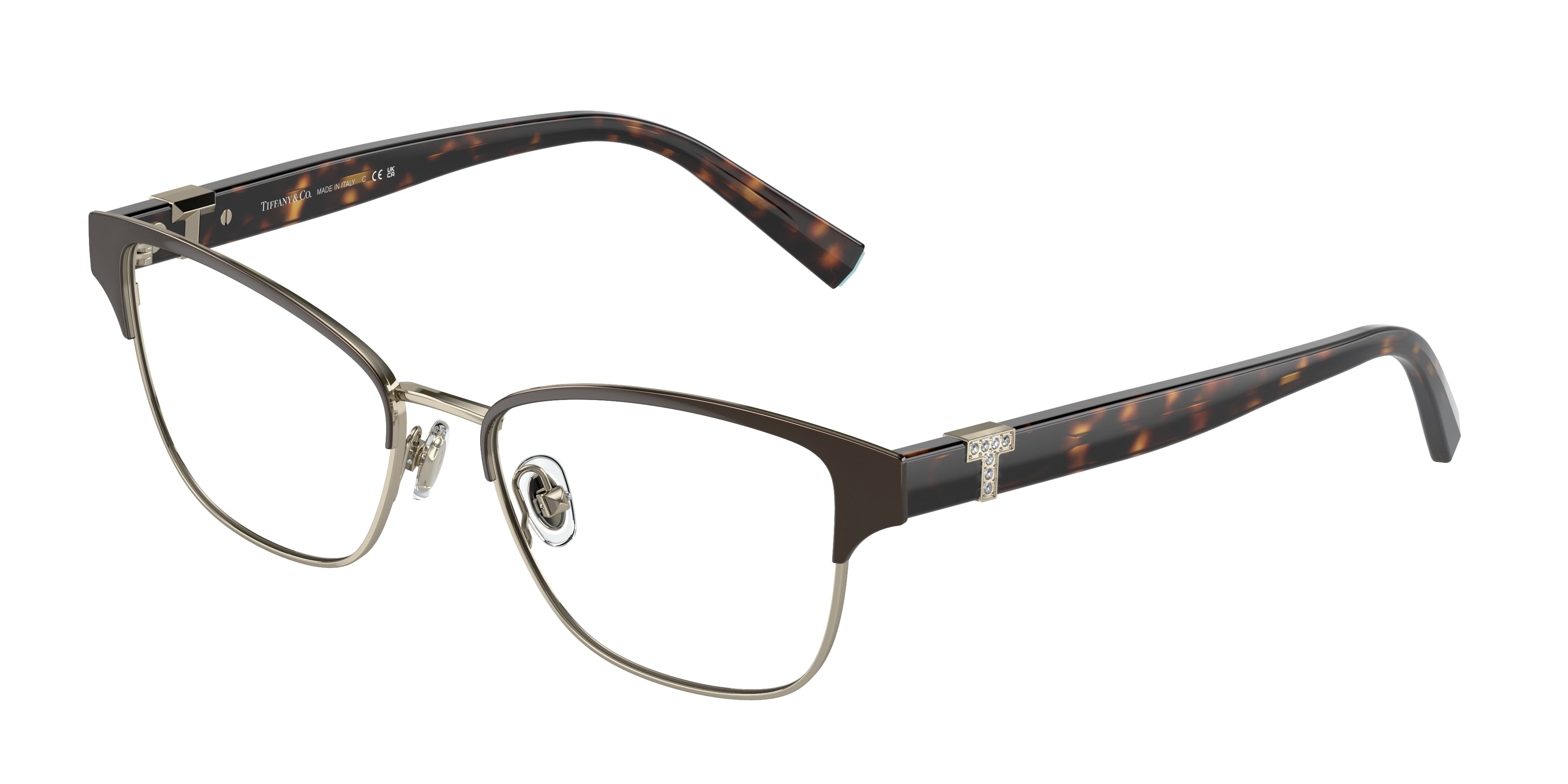Tiffany TF1152B Cat Eye Eyeglasses  6021-Brown On Pale Gold 52-140-16 - Color Map Brown