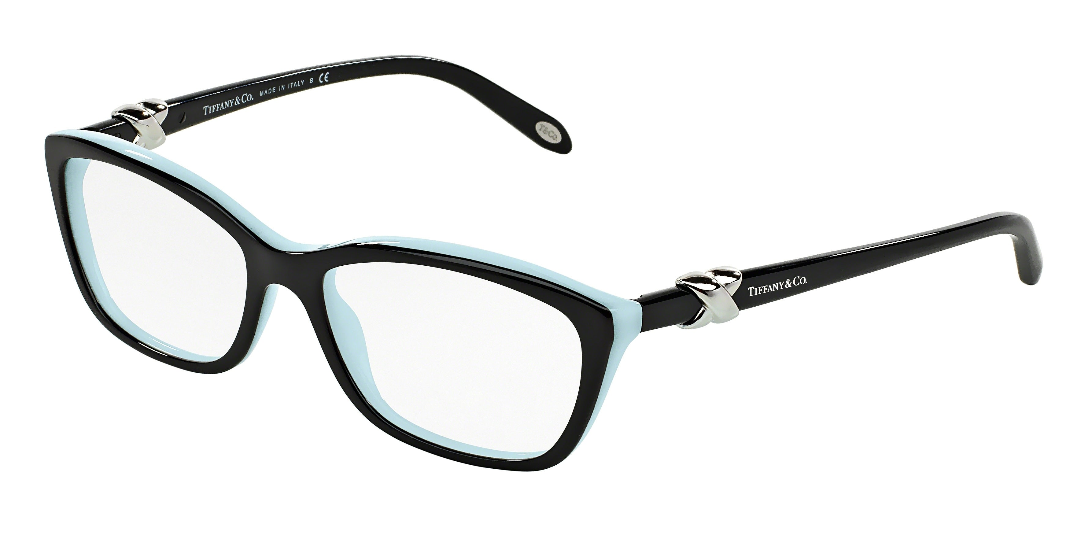 Tiffany TF2074 Cat Eye Eyeglasses  8055-Black On Tiffany Blue 54-135-16 - Color Map Black