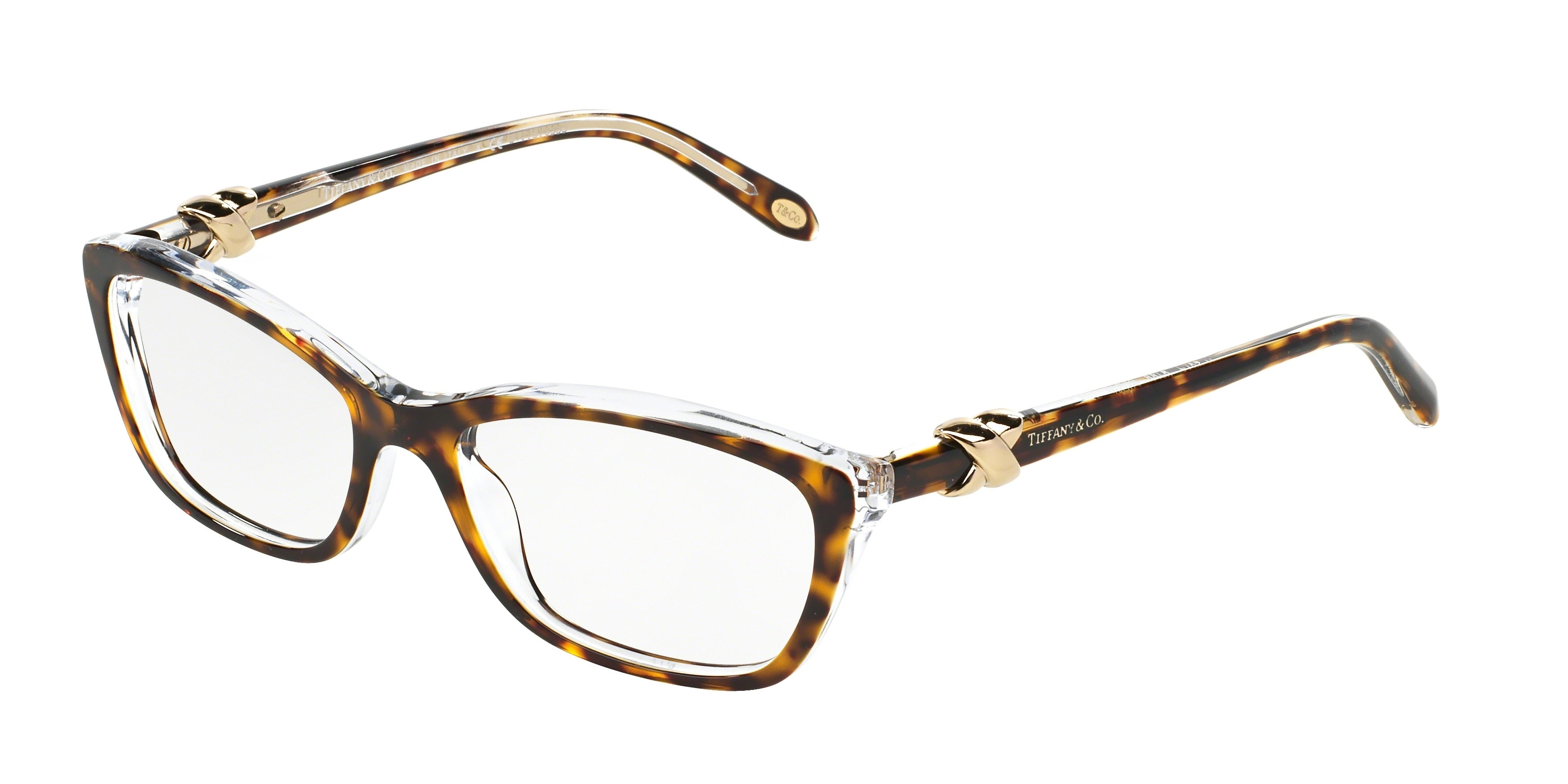 Tiffany TF2074 Cat Eye Eyeglasses  8155-Havana On Transparent 52-135-16 - Color Map Brown