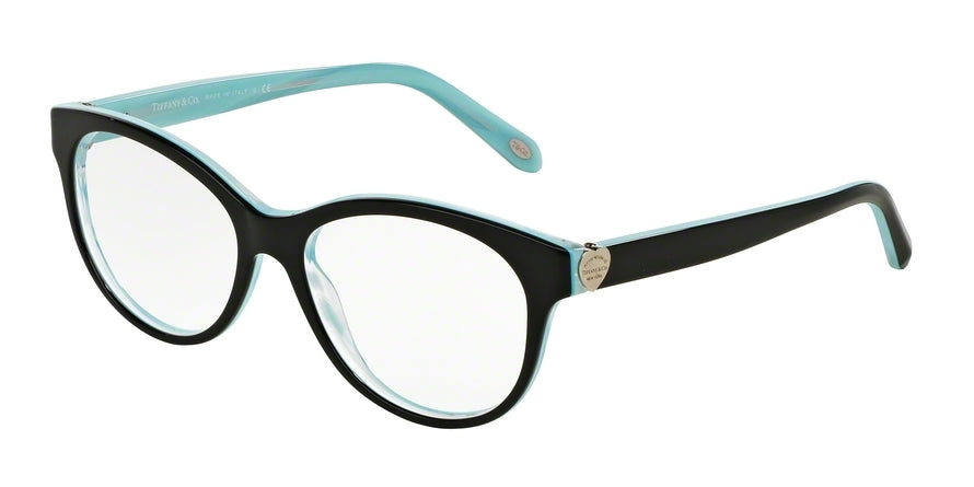 Tiffany TF2124 Oval Eyeglasses  8193-BLACK/STRIPED BLUE 54-16-140 - Color Map black