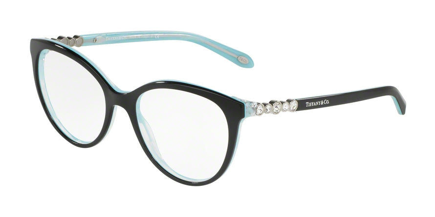 Tiffany TF2134BF Round Eyeglasses  8193-BLACK/STRIPED BLUE 52-17-140 - Color Map black