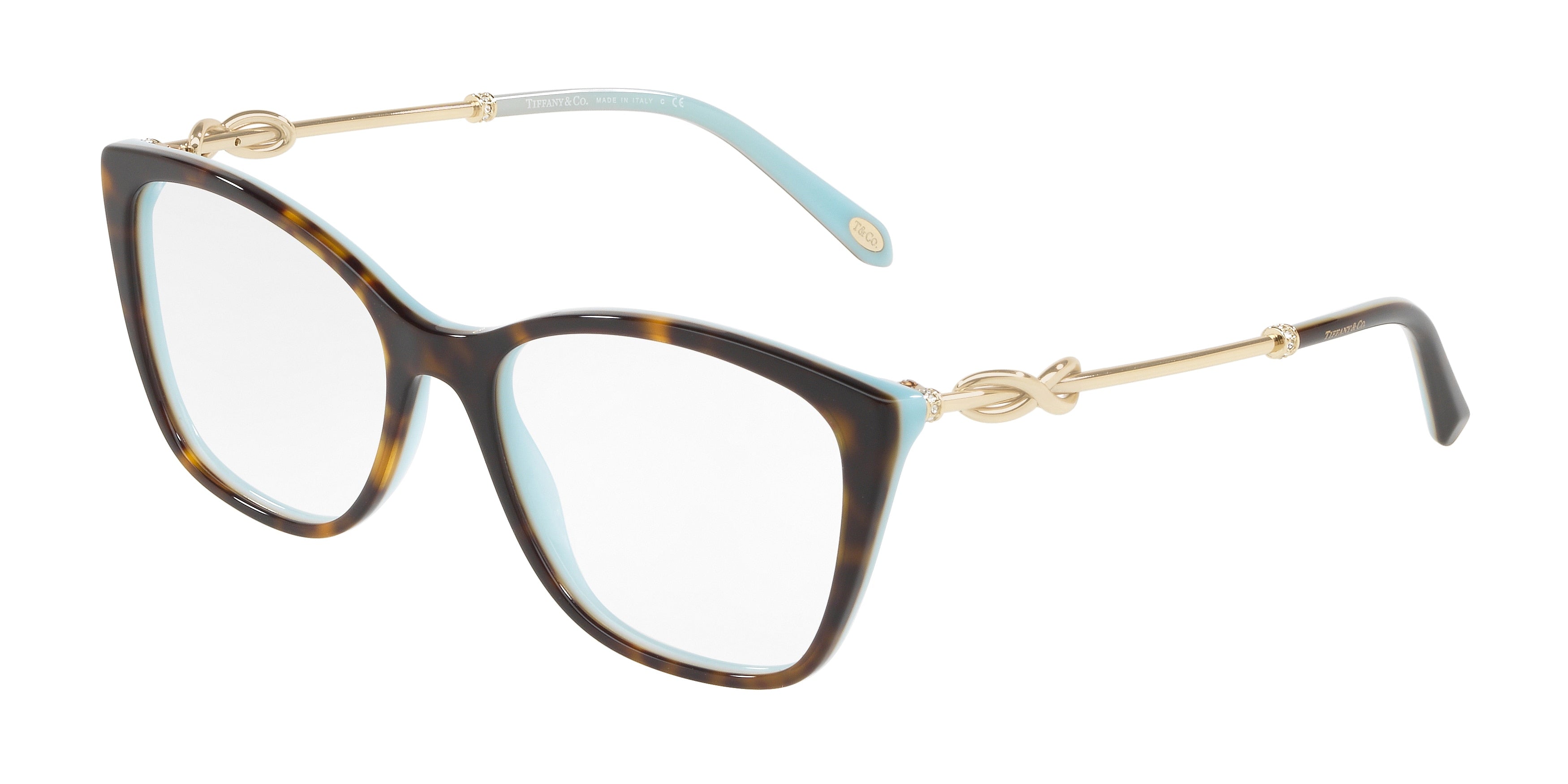 Tiffany TF2160B Square Eyeglasses  8134-Havana On Tiffany Blue 54-140-17 - Color Map Brown