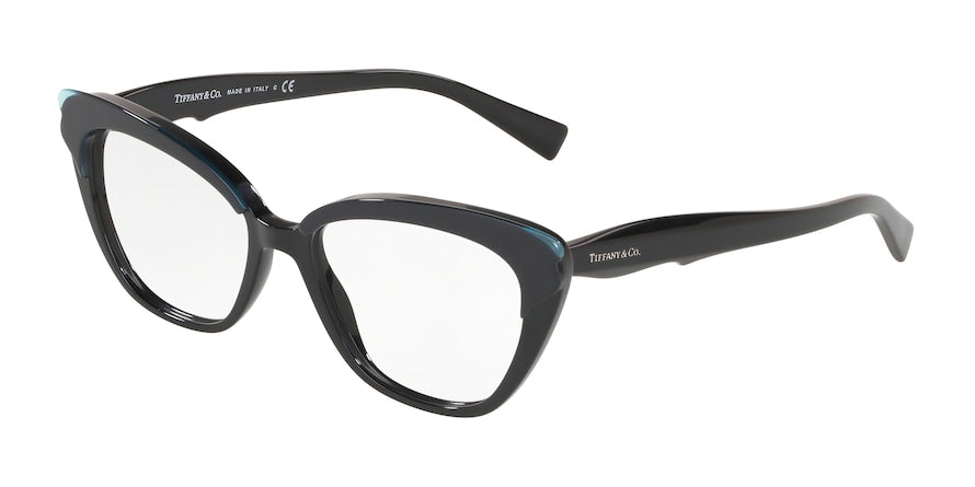 Tiffany TF2184 Cat Eye Eyeglasses  8279-CRYSTAL BLUE ON BLACK 53-16-140 - Color Map light blue
