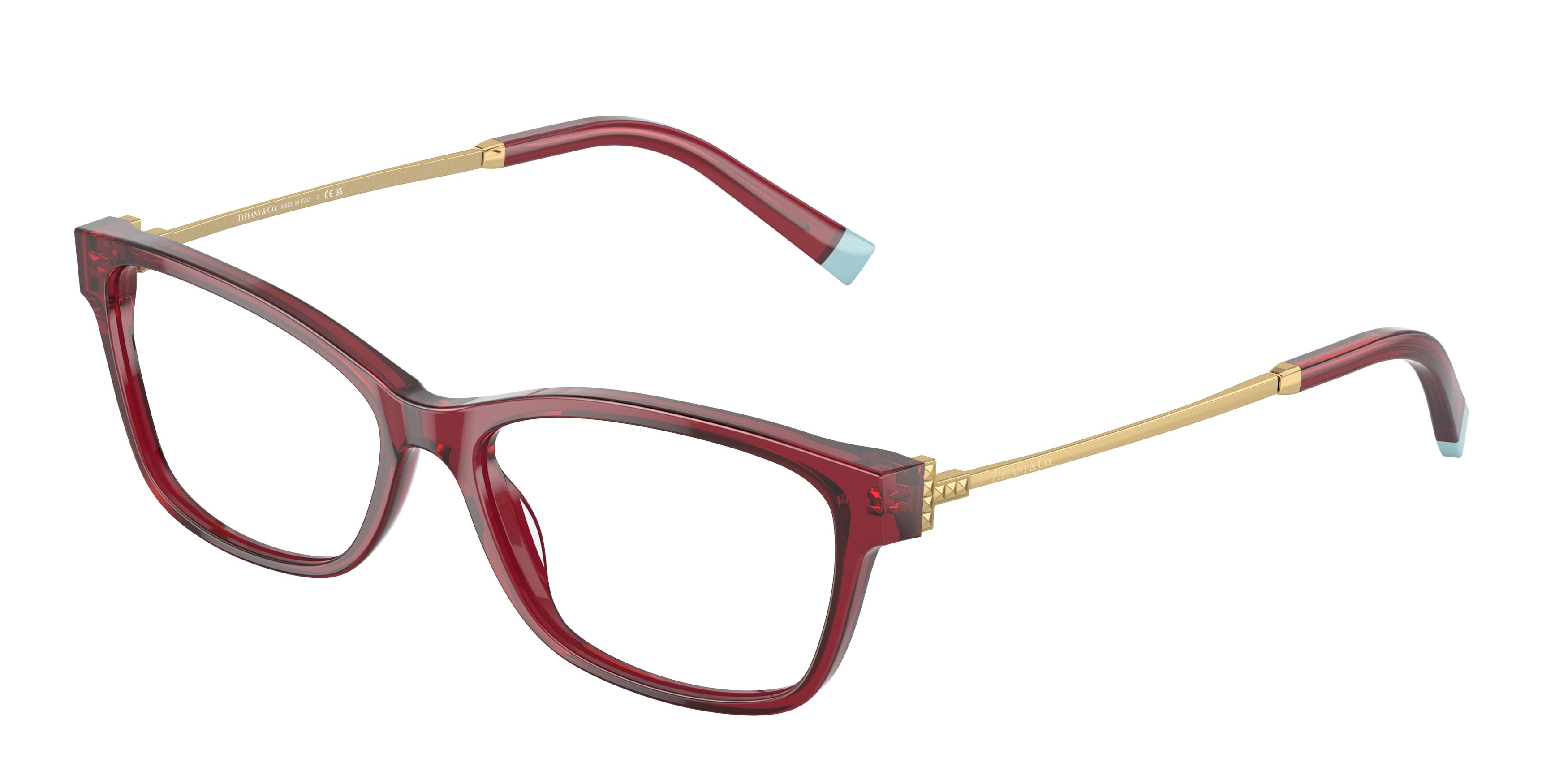 Tiffany TF2204F Rectangle Eyeglasses  8362-Transparent Bordeaux 54-140-15 - Color Map Red