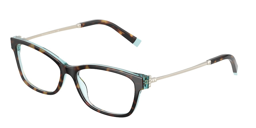 Tiffany TF2204 Rectangle Eyeglasses  8286-HAVANA ON CRYSTAL TIFFANY BLUE 54-15-140 - Color Map havana