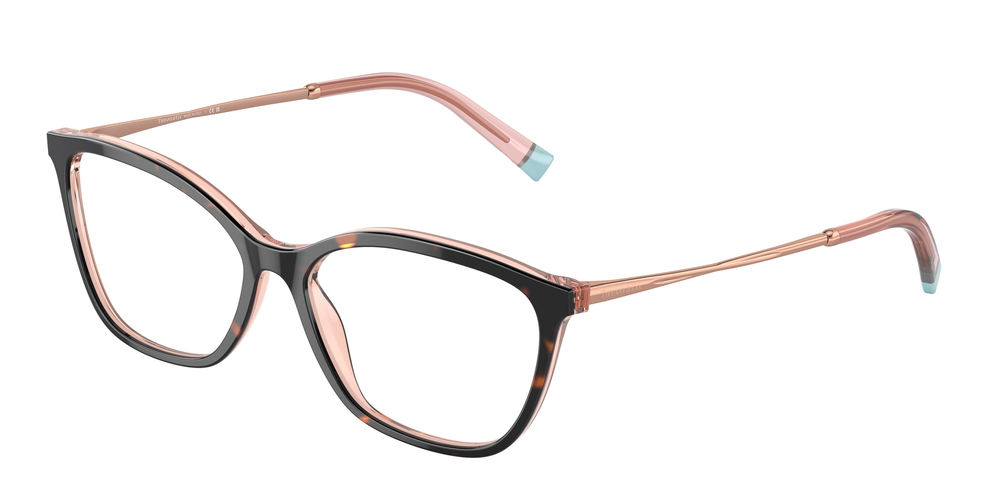 Tiffany TF2205F Butterfly Eyeglasses  8287-Havana On Transparent Pink 55-140-15 - Color Map Brown