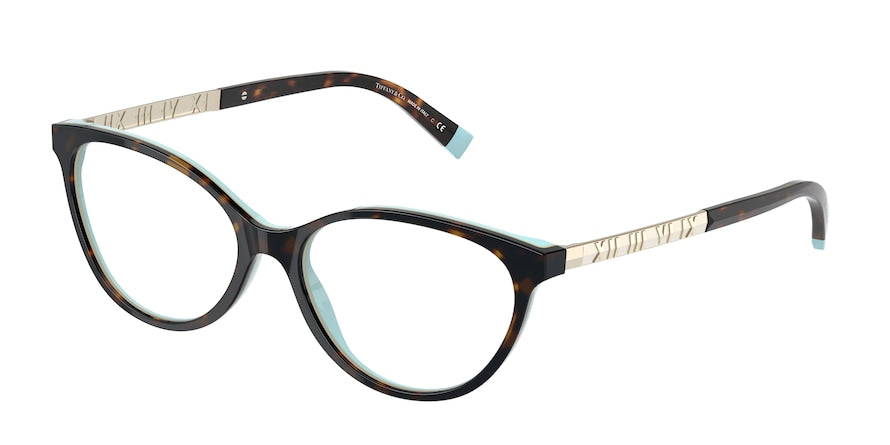 Tiffany TF2212 Cat Eye Eyeglasses  8134-HAVANA ON TIFFANY BLUE 54-16-140 - Color Map havana