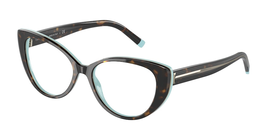 Tiffany TF2213F Cat Eye Eyeglasses  8134-HAVANA ON TIFFANY BLUE 53-16-140 - Color Map havana